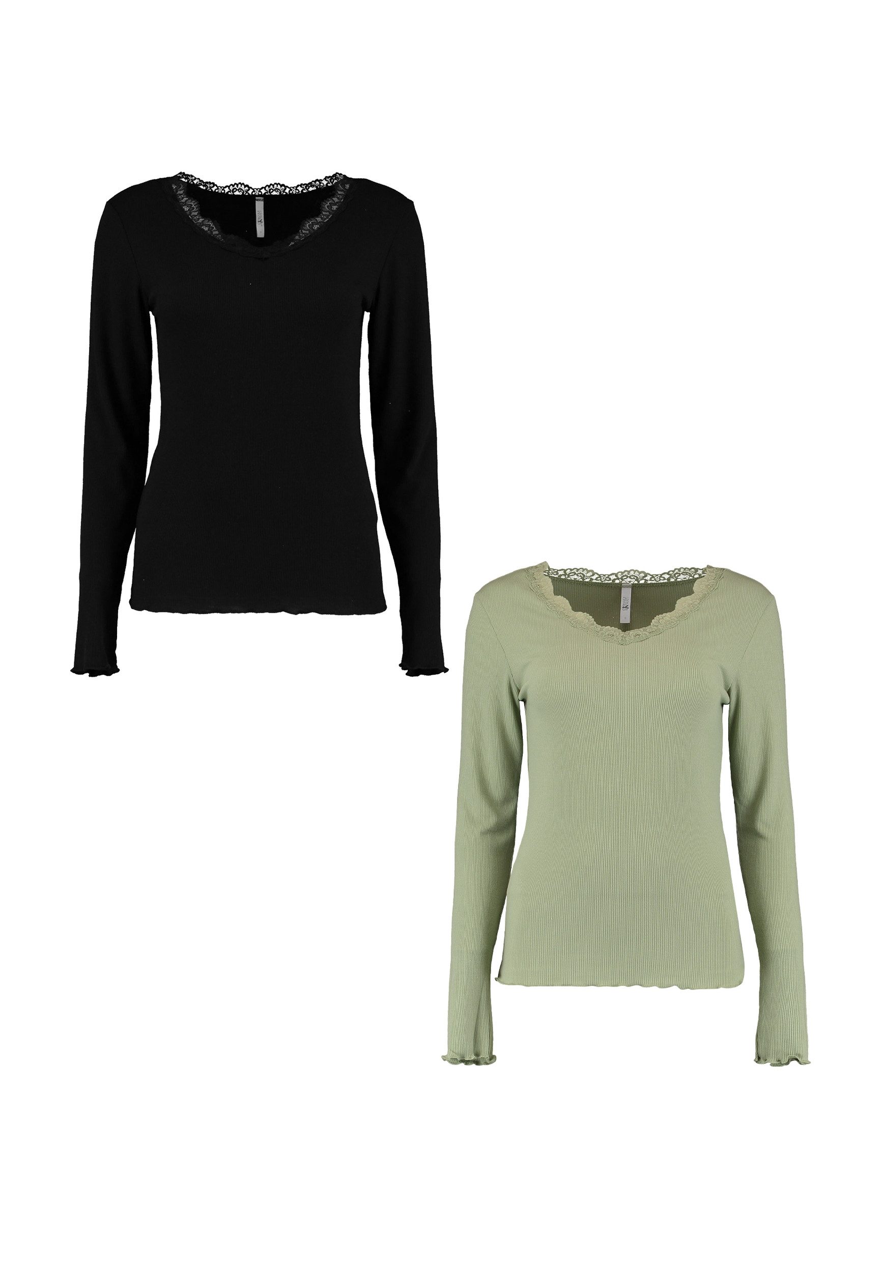 T-Shirt Langarm 2-er Set Spitzen Fi44ona