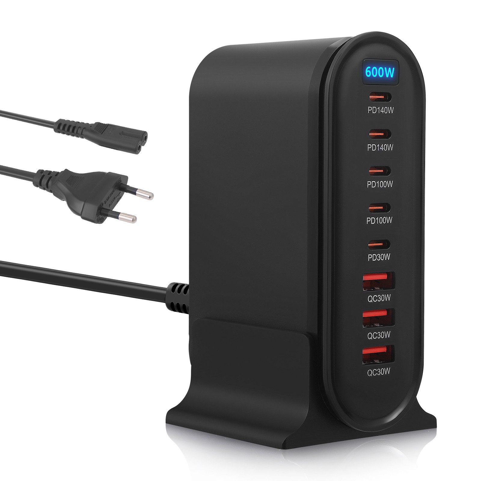 i@home 600-W-USB-C-Schnellladegerät, 8-Port-GAN-USB-Ladestation Ladestation (Mehrfach-USB-C-Ladegerät kompatibel mit iPhone,Mac,iPad,Dell,Samsung)