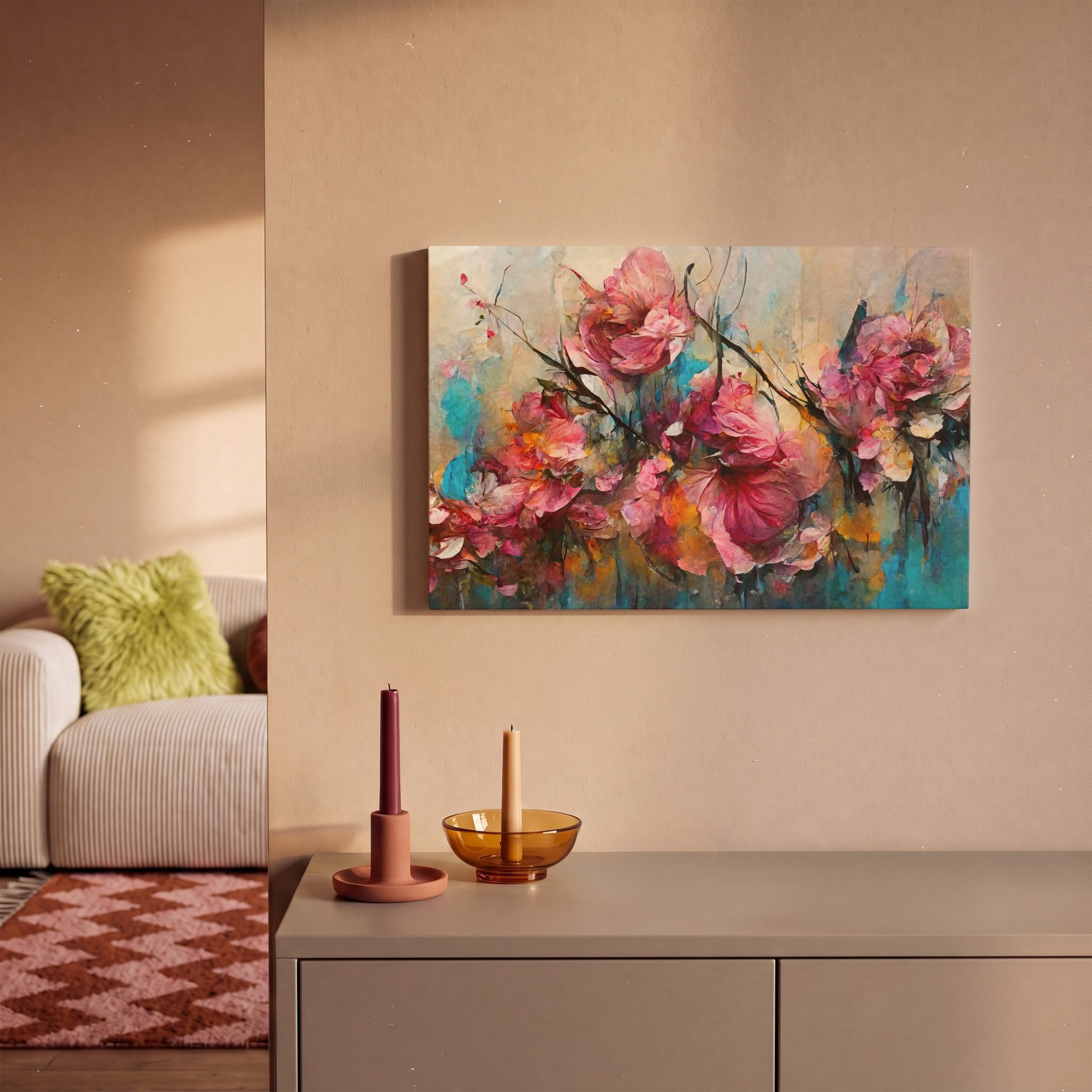 OneMillionCanvasses® Leinwandbild Kunst - Blumen - Rosa - Rosen - Natur, Fotodruck (1 St), Leinwand Canvas Wandbild, Wanddekoration 20x30 cm – Bild 2 von 5