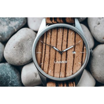 LAiMER Quarzuhr LAiMER Herren Uhr 0076 Ulli Zebranoholz mit Datumsanzeige Vegan, (1-tlg)