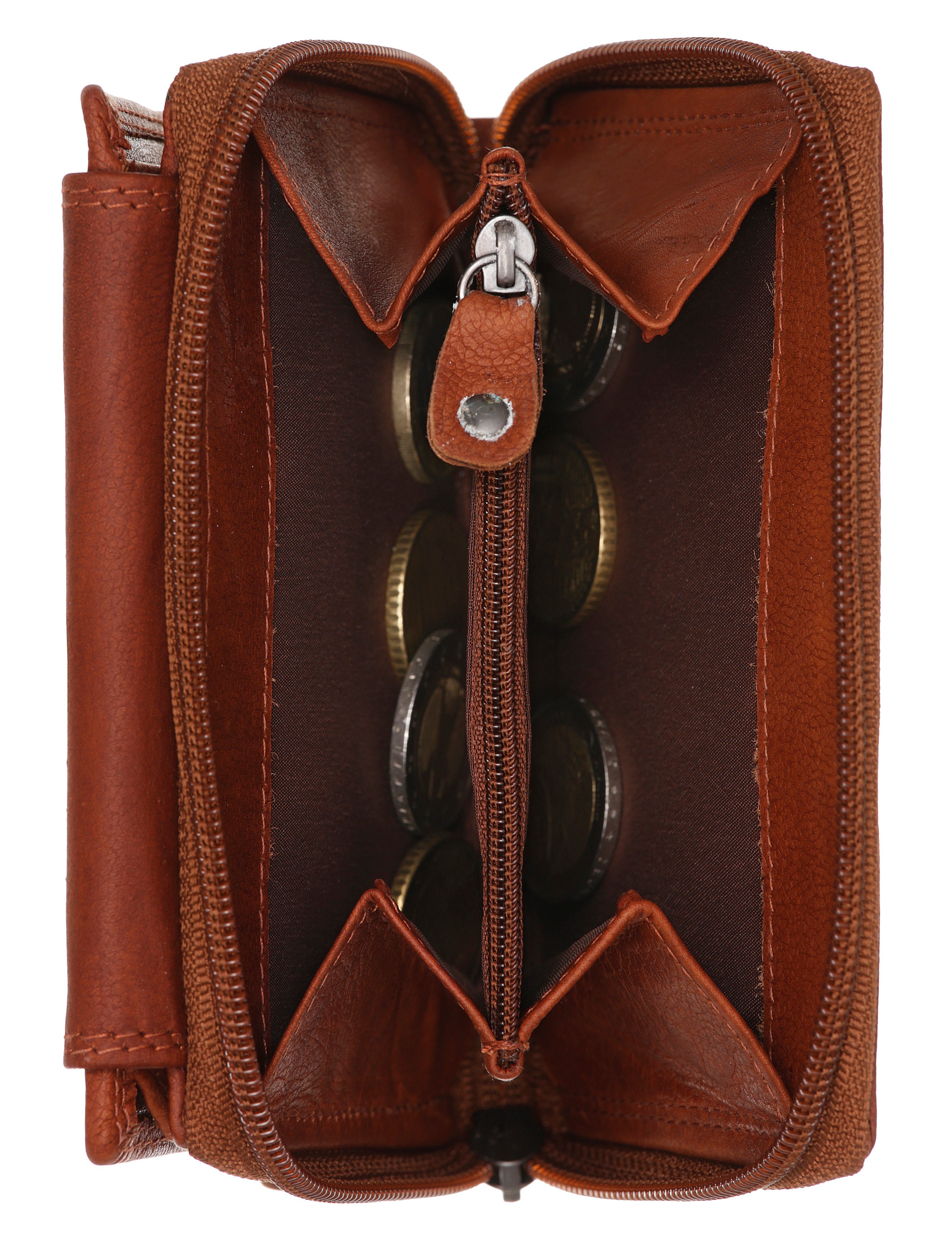 MUSTANG Geldbörse Udine wallet opening, leather im praktischen Format brown top
