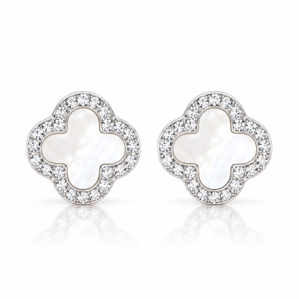 ROUGEMONT Paar Ohrstecker Kleeblatt Damen Glücksbringer Ohrstecker 925 Sterling Silber, Elegantes Clover Design Symbol für Glück, Liebe und positive Energie