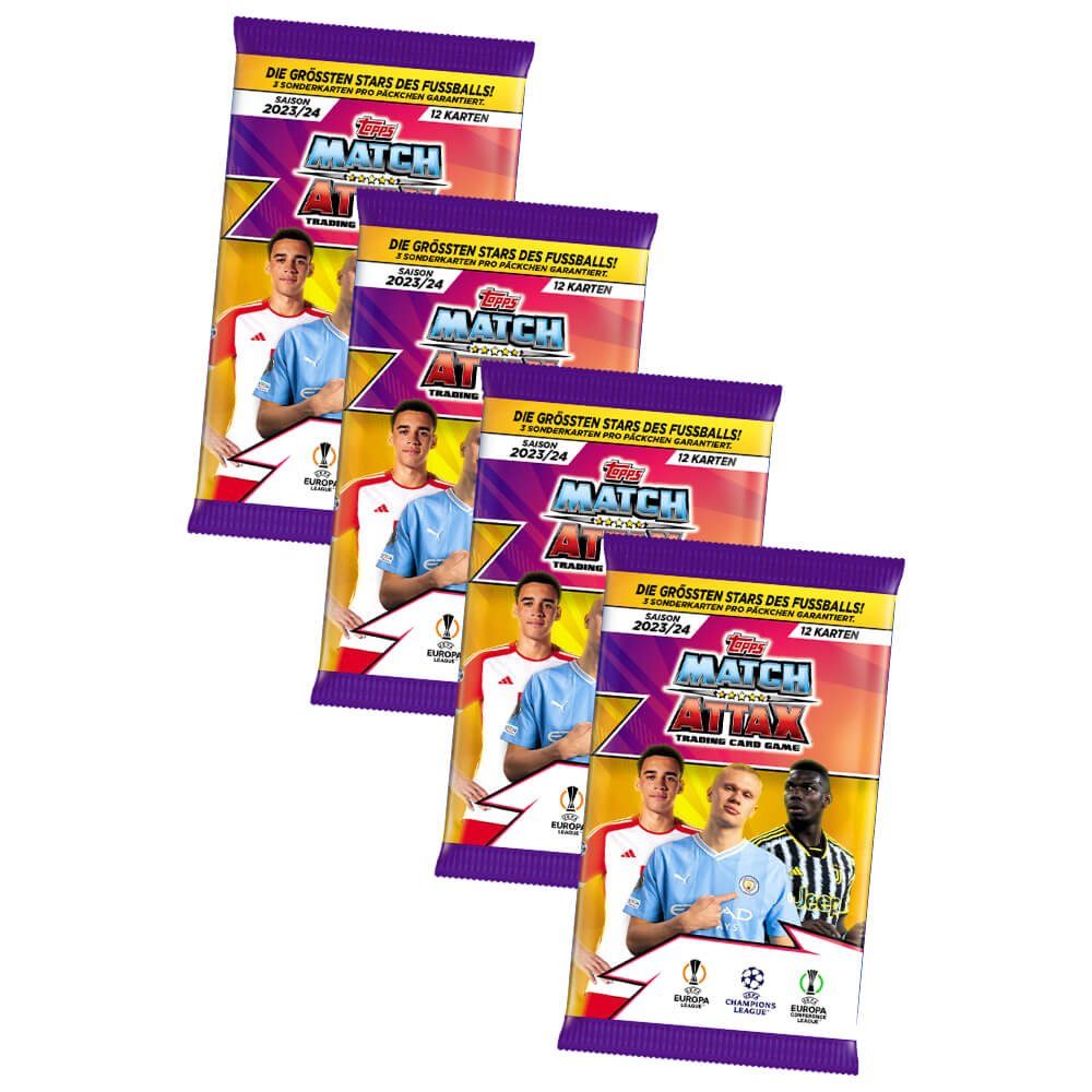 Topps Sammelkarte Topps Match Attax Karten Champions League 20232024 4 Booster Sammel, Match