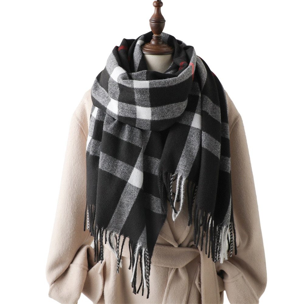 Coonoor Wollschal Damen Kariert Groß Fransen Schal Lange Winterschal, für H günstig online kaufen