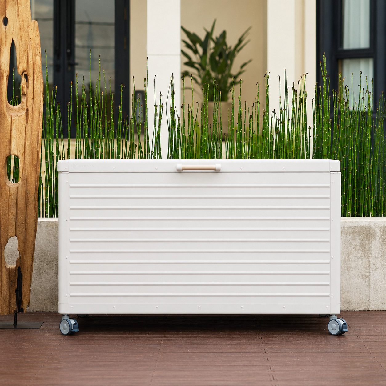 Mirador Auflagenbox Gartenbox Aluminium Anthrazit Kissenbox fur Garten Balkon (Komplett-Set, 1-tlg), Rollbar, Haltegriffe, Gasdruckfedern