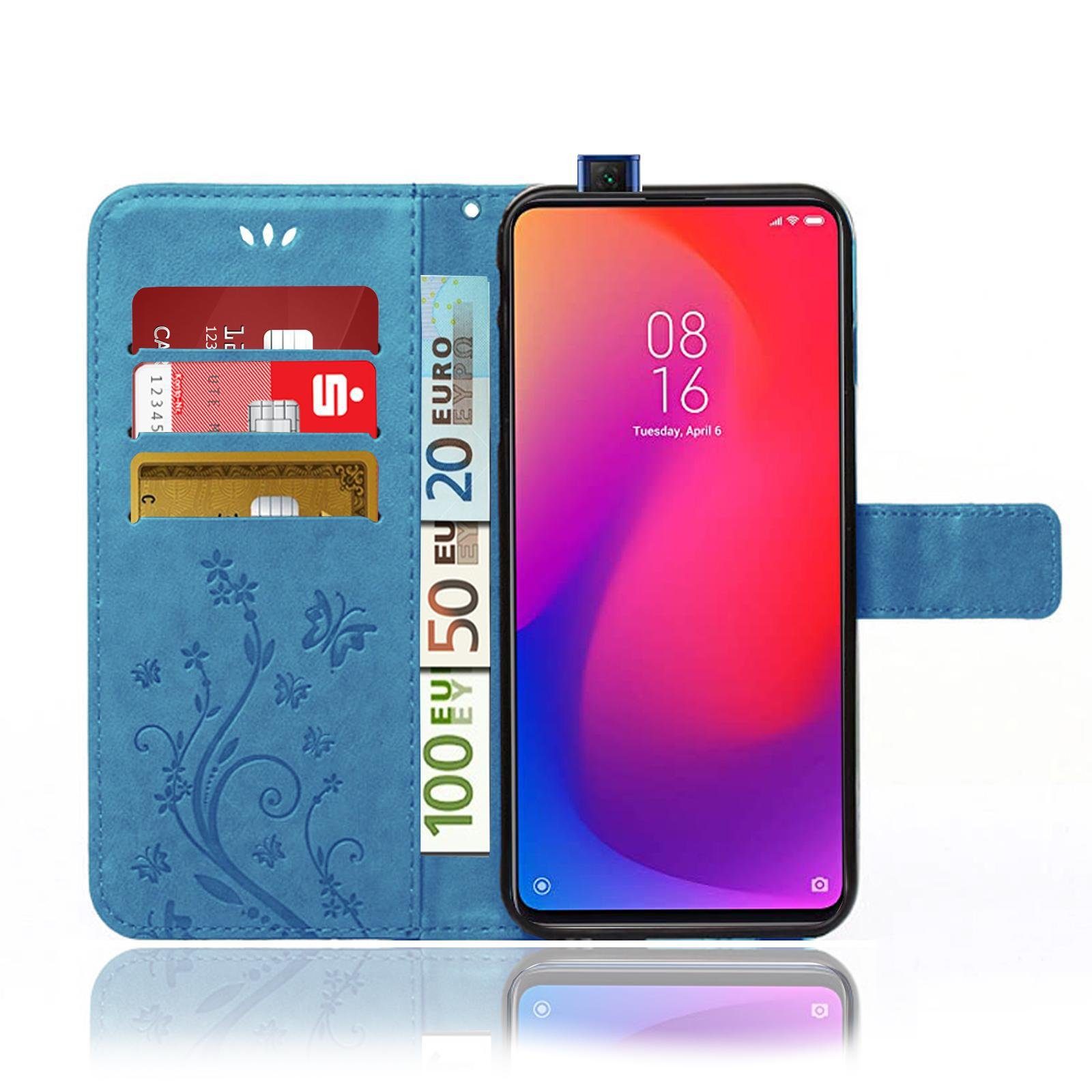 Numerva Handyhülle Bookstyle Flower für Xiaomi Mi 9T / Mi 9T Pro, Handy Tasche Schutzhülle Klapphülle Flip Cover mit Blumenmuster