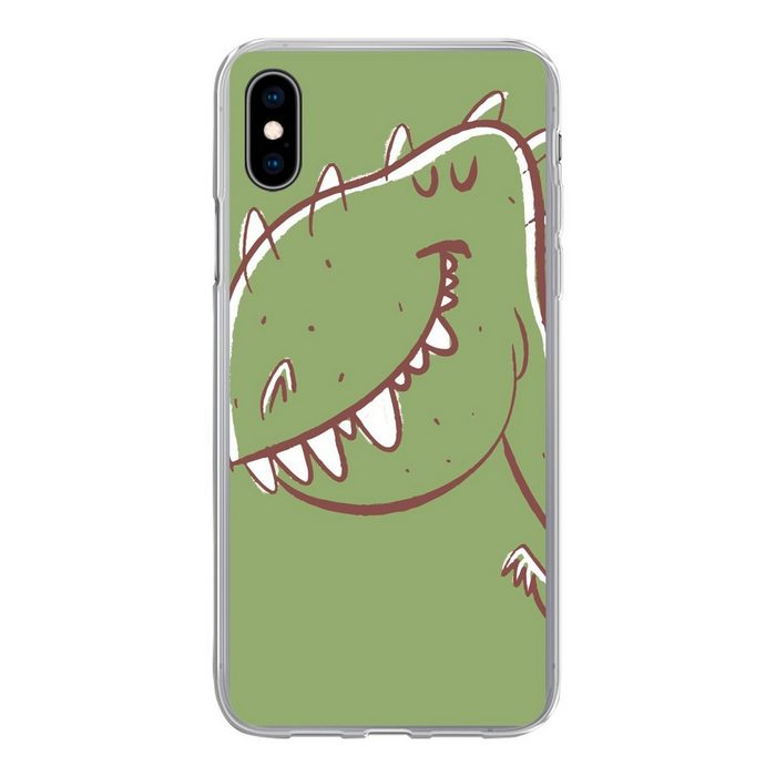 MuchoWow Handyhülle Dinosaurier - Tiere - Grün - Zeichnung - Kinder - Kinder Handyhülle Apple iPhone Xs Max Smartphone-Bumper Print Handy