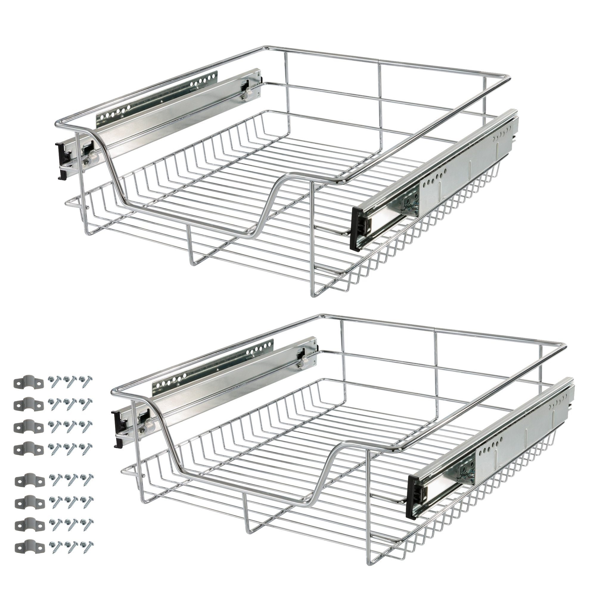 Arebos Innenschublade 2x Teleskopschublade für Küche, ausziehbare Küchenschublade (Set, 2 St)