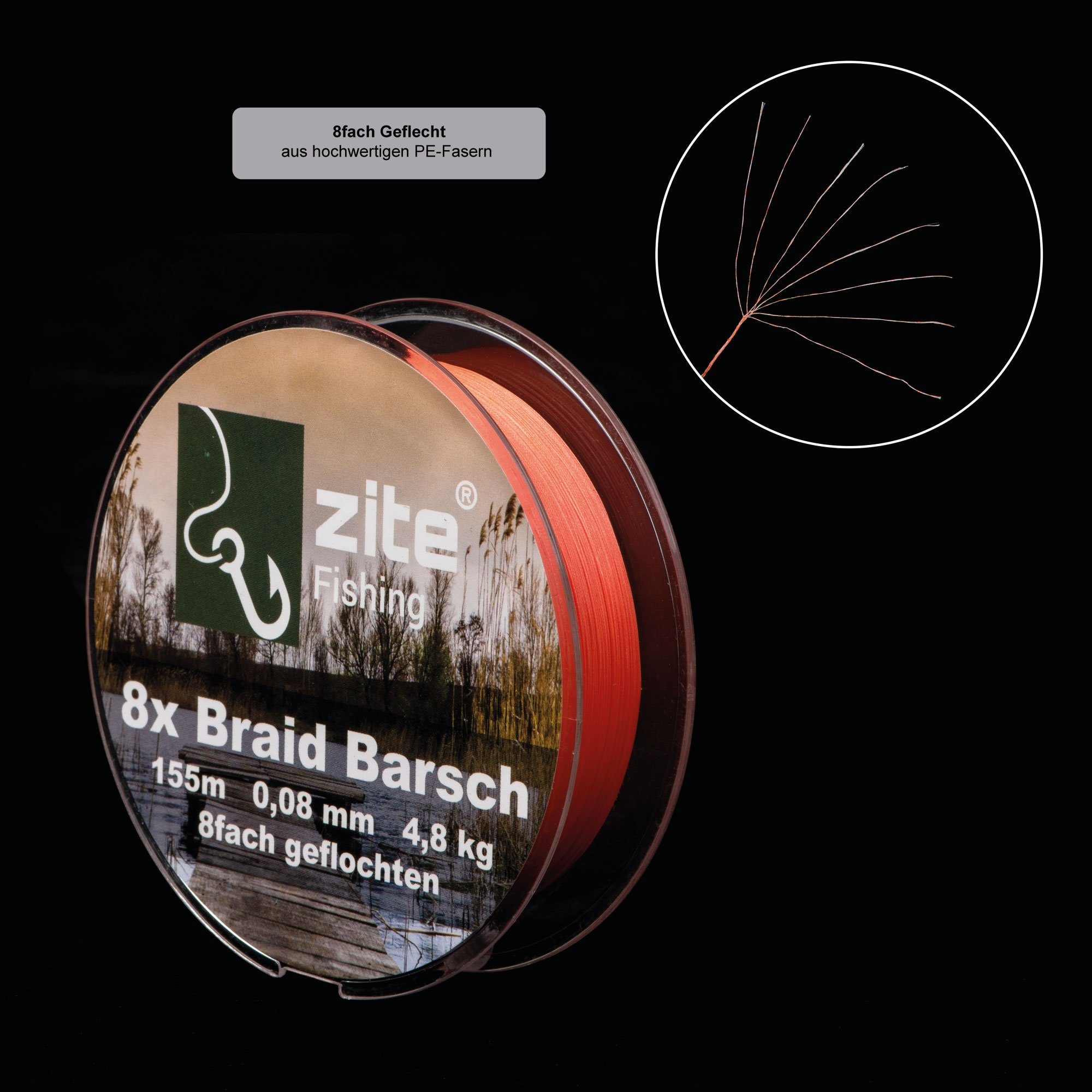 Zite Angelschnur 155m 0,16mm - Geflochtene 8-Braid Angelschnur 10kg - Barsch & Zander