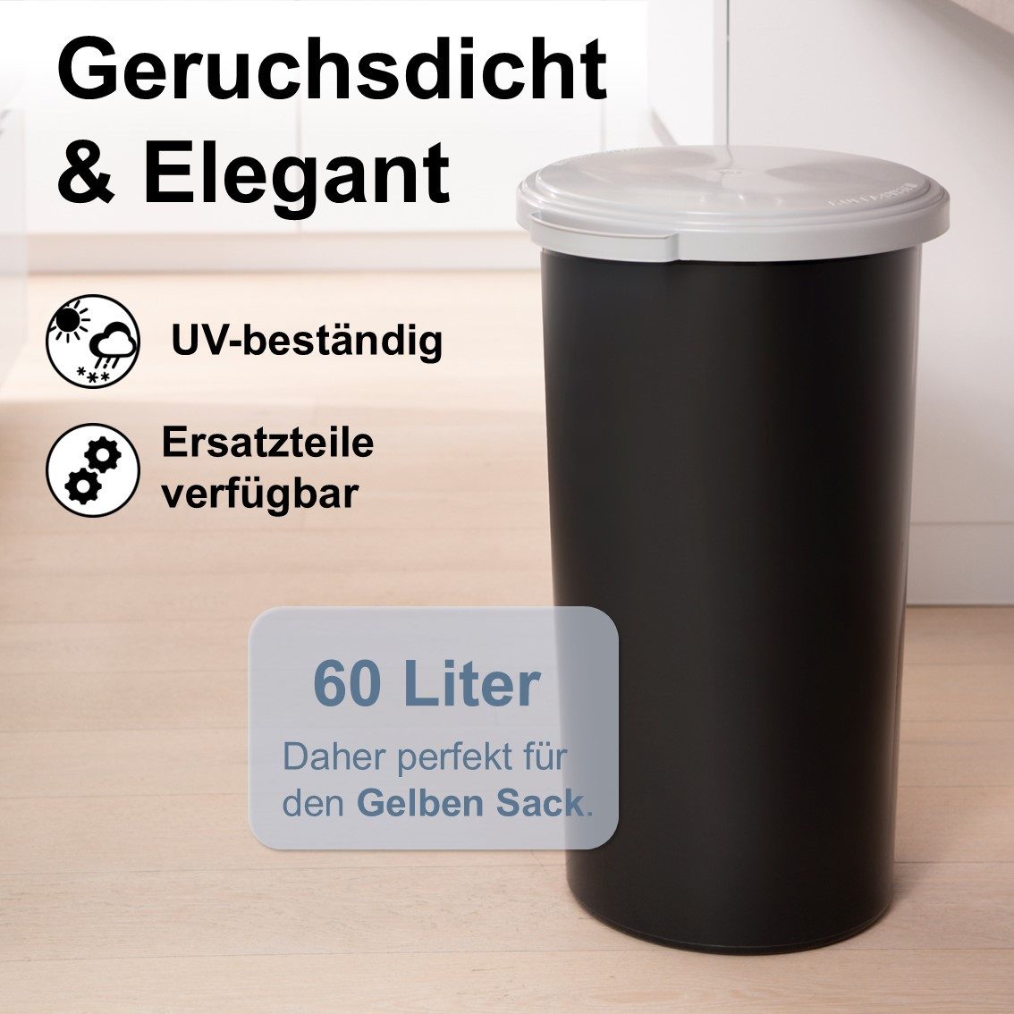 KUEFA Müllsackständer VLC 60L Mülleimer Gelber Sack, inkl. Klemm-Ring, Geruchsdicht – Bild 2 von 5