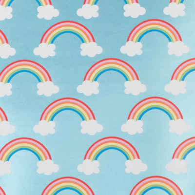 Star Geschenkpapier, Geschenkpapier Regenbogen mit Wolke 70cm x 2m, Rolle
