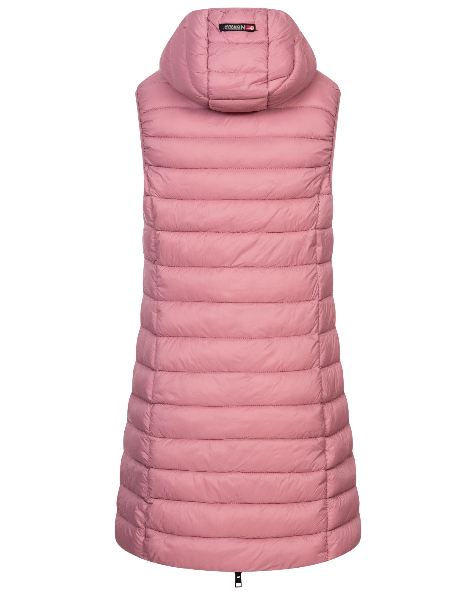 Geographical Norway Steppweste Damen Steppweste Kapuze Übergangs Frühlings Windbreaker Lang Weste