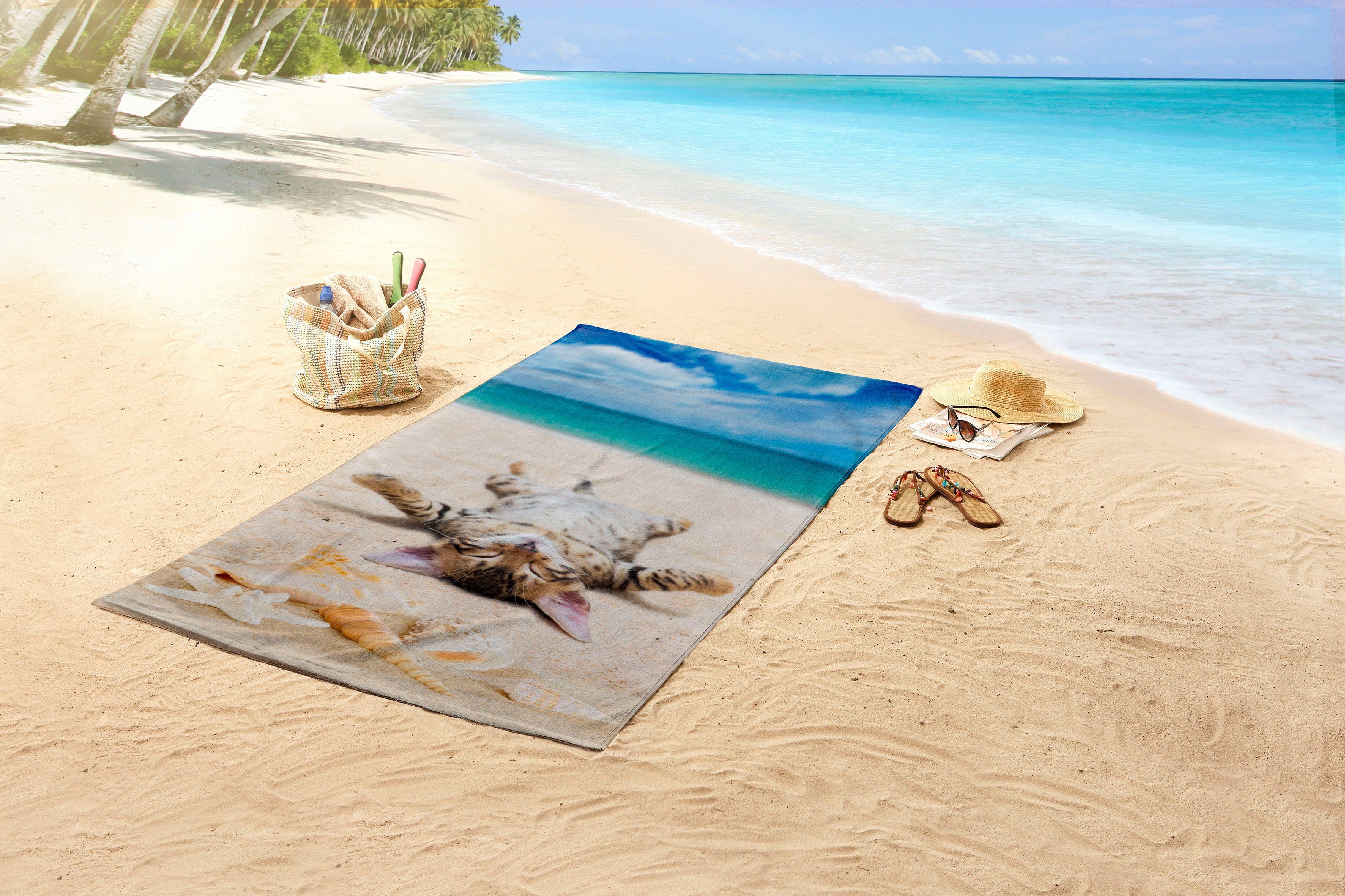 good morning Strandtuch Beachcat, Microfaser (1-St), günstig online kaufen