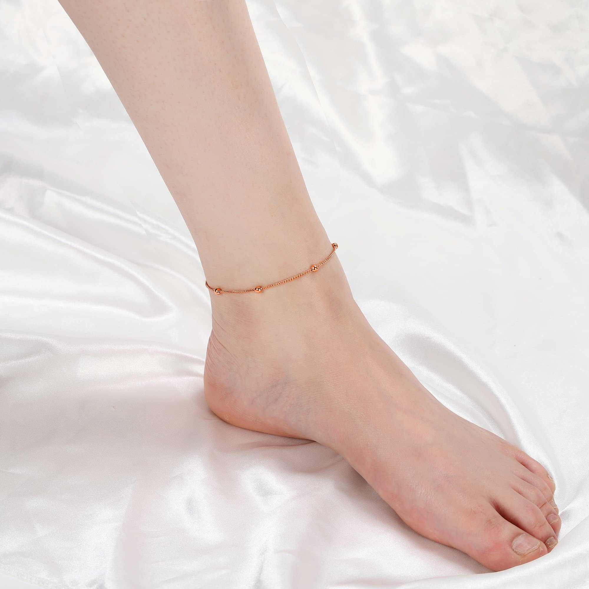 Kim Johanson Fußkette Rosegold mit Kugeln (1-tlg), Yuna