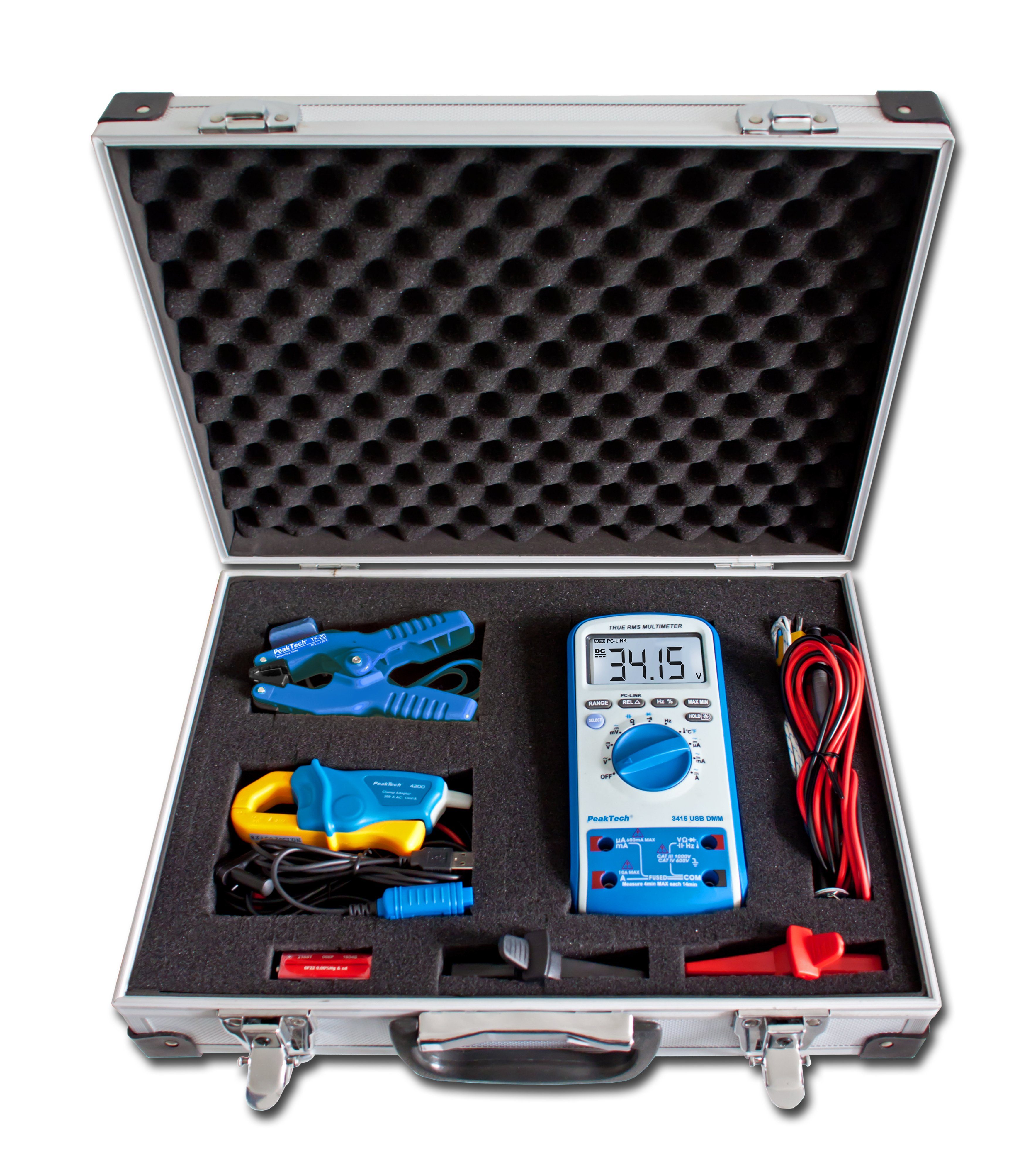 Multimeter PeakTech P 8100: Messgeräte-Set im Tragekoffer Multimeter & Stromzange