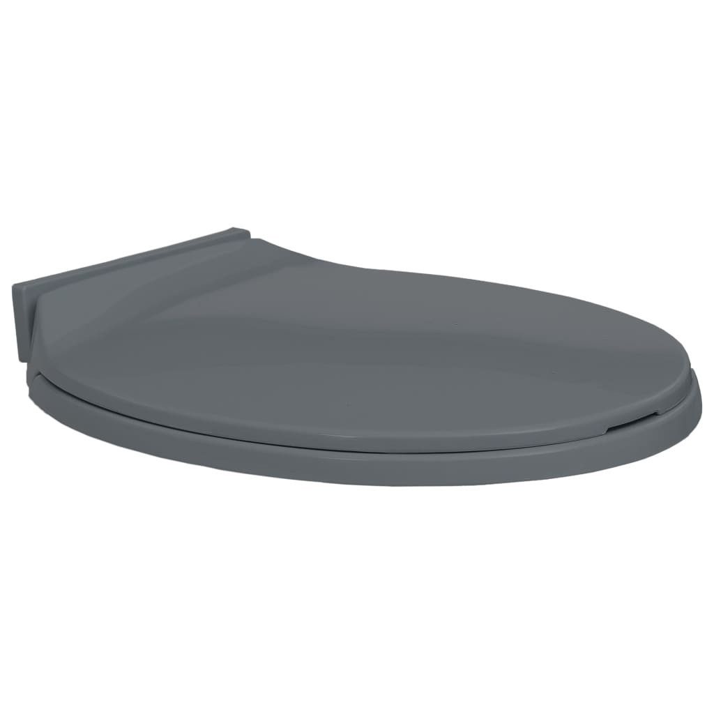 WC-Sitz Toilettensitz mit Absenkautomatik Grau Oval WC Brille Sitz