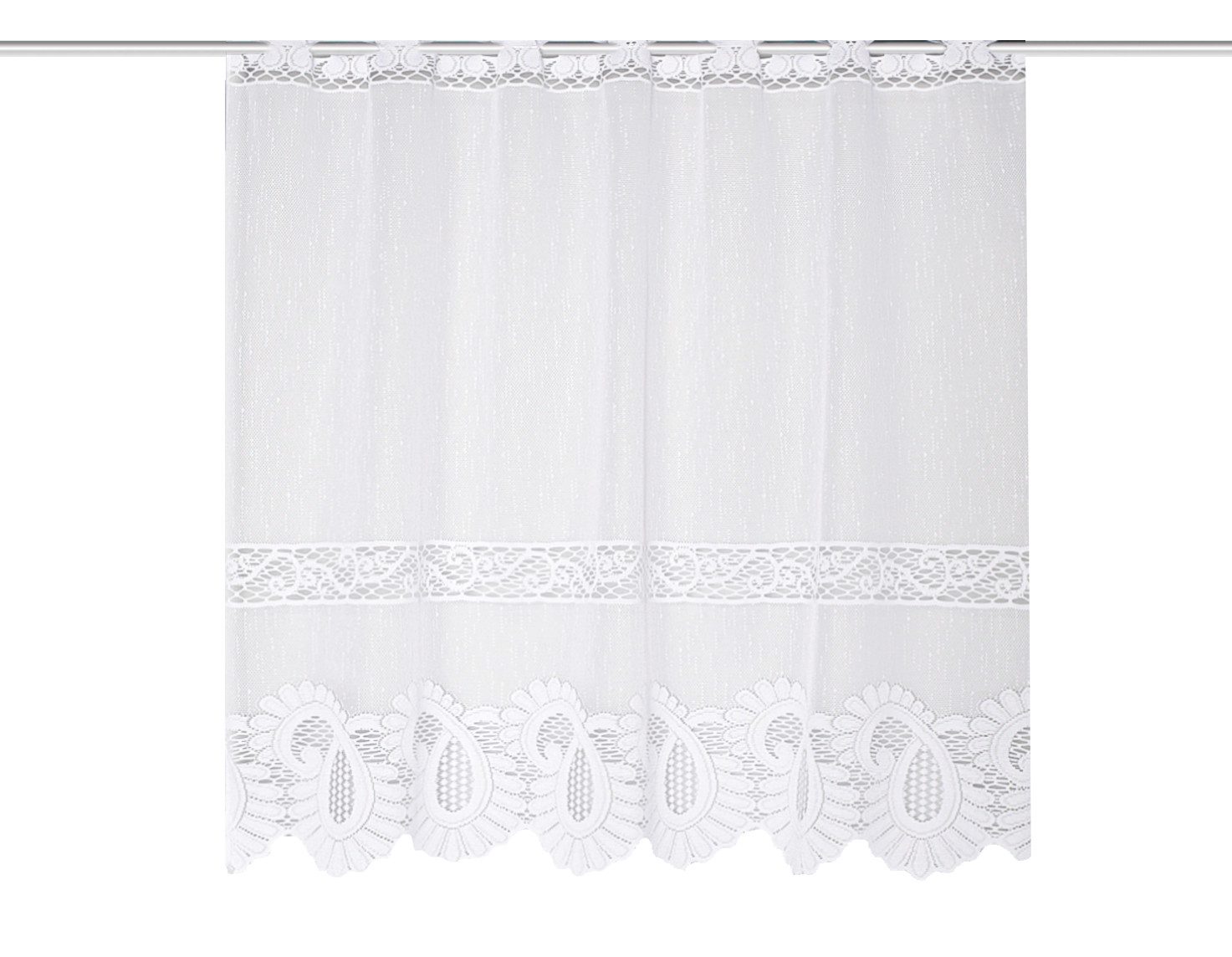 HOME WOHNIDEEN Gardine LEONORA (1 St), Stangendurchzug, halbtransparent, Wirkware, Kurzstore Jacquard, Scheibengardine