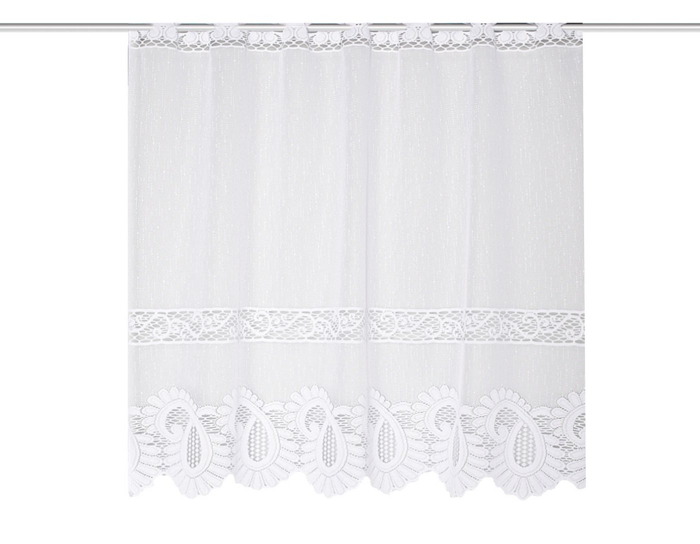 HOME WOHNIDEEN Gardine LEONORA (1 St), Stangendurchzug, halbtransparent, Wirkware, Kurzstore Jacquard, Scheibengardine