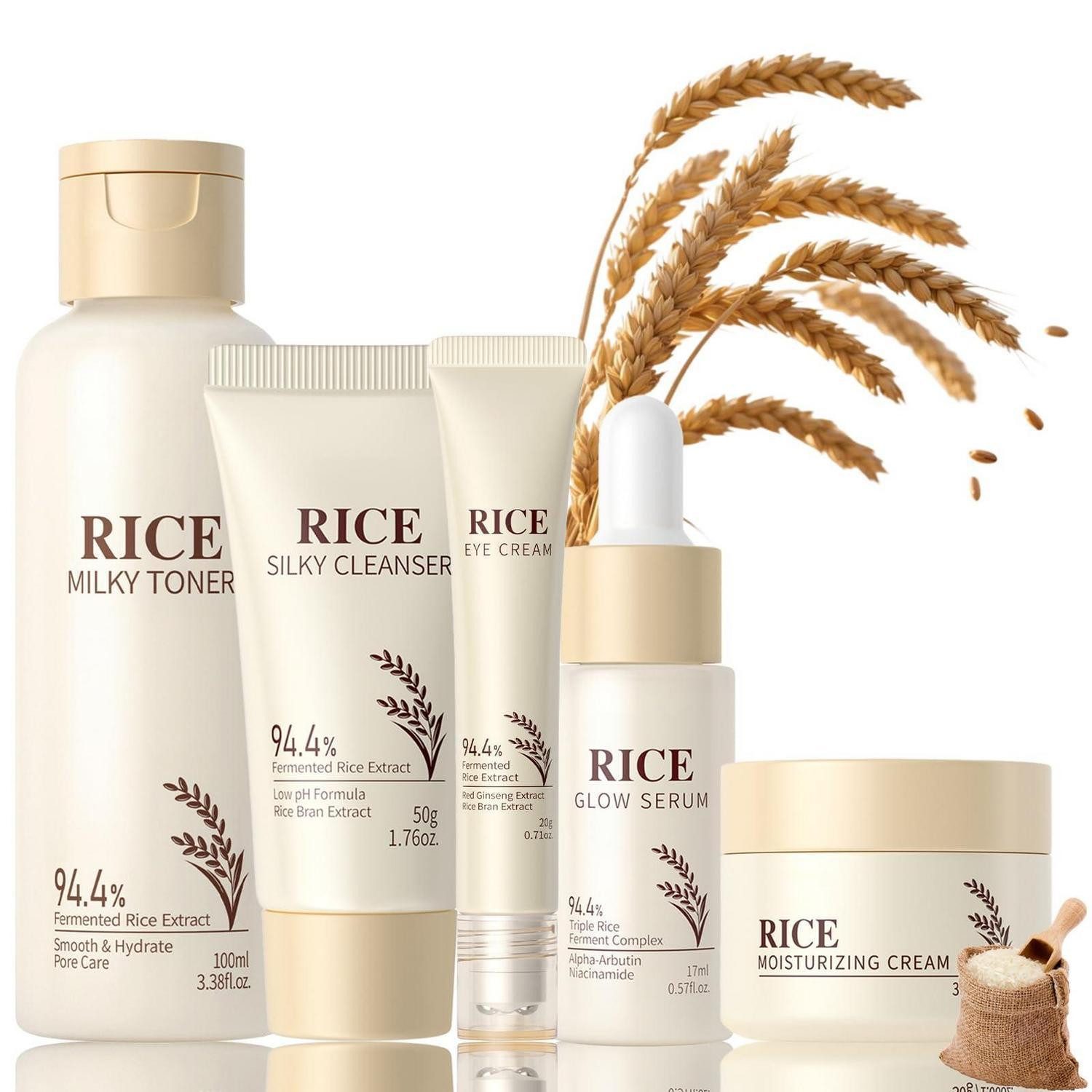 LuxusKollektion Pflege-Geschenkset Reis Skincare Set 5-teilig Gesichtspflege Feuchtigkeit