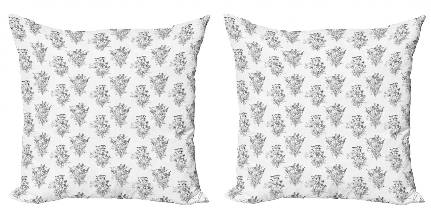 Kissenbezüge Modern Accent Doppelseitiger Digitaldruck, Abakuhaus (2 Wilde Blumen Pflanzen Blumen Umreißen Stück)