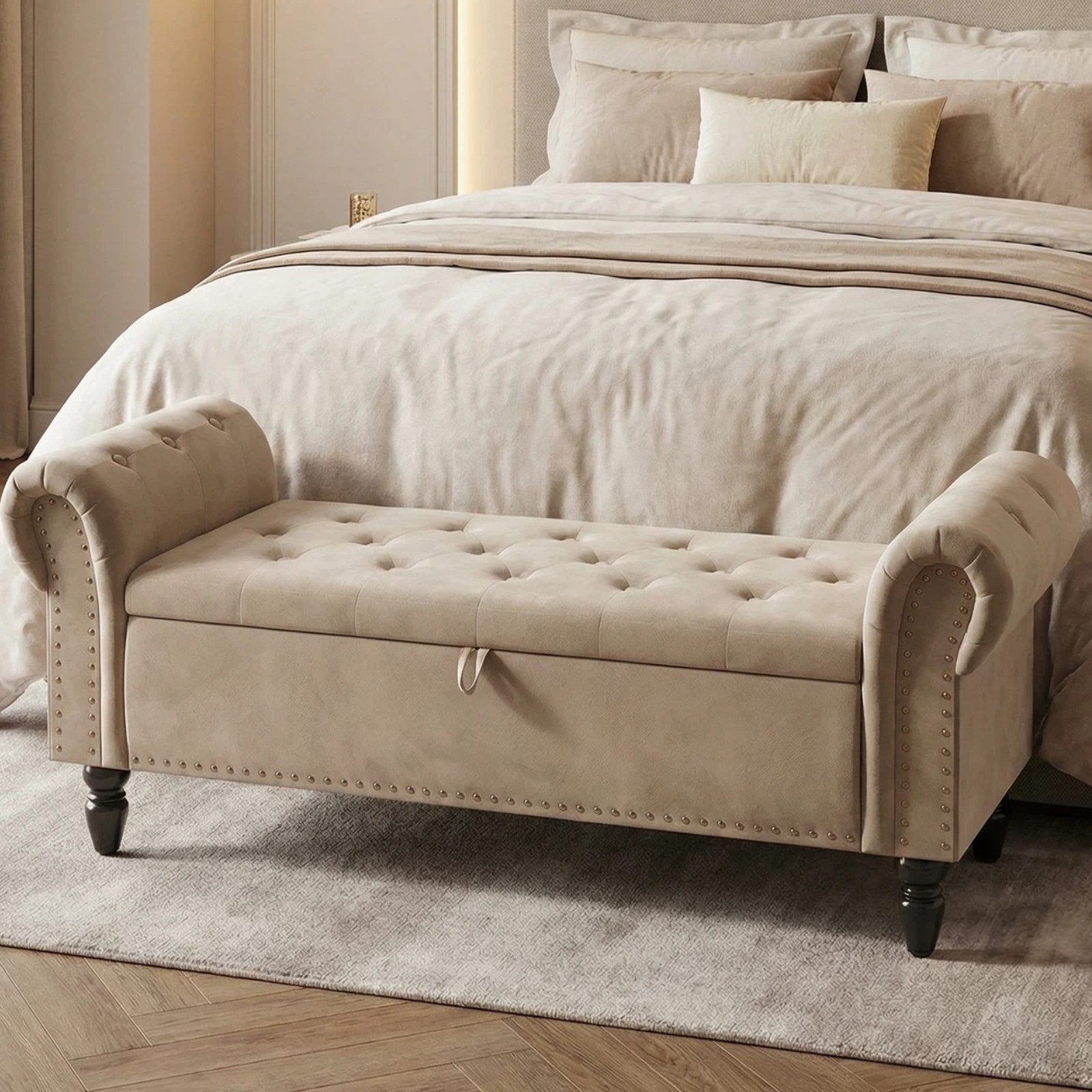 TLGREEN Bettbank Doppelter Hocker mit Stauraum, (Samt,Eleganz und Komfort mit Stauraum), Multifunktionsbank für Wohnzimmer,Schlafzimmer