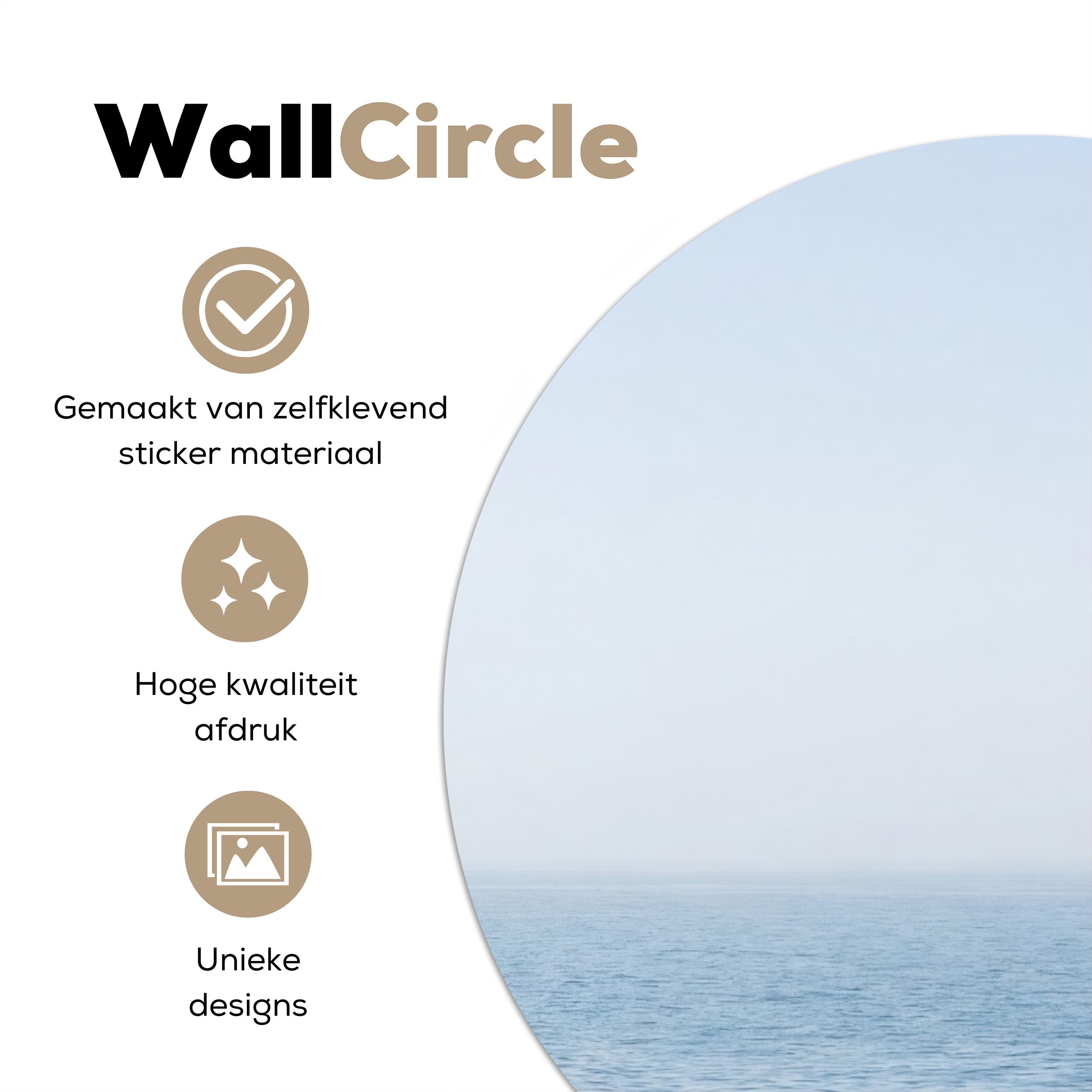 MuchoWow Wandsticker Horizont - Segelboot - Meer (1 St), Wandtattoo Selbstklebend, Wohnzimmer Deko Aufkleber, 30x30 cm