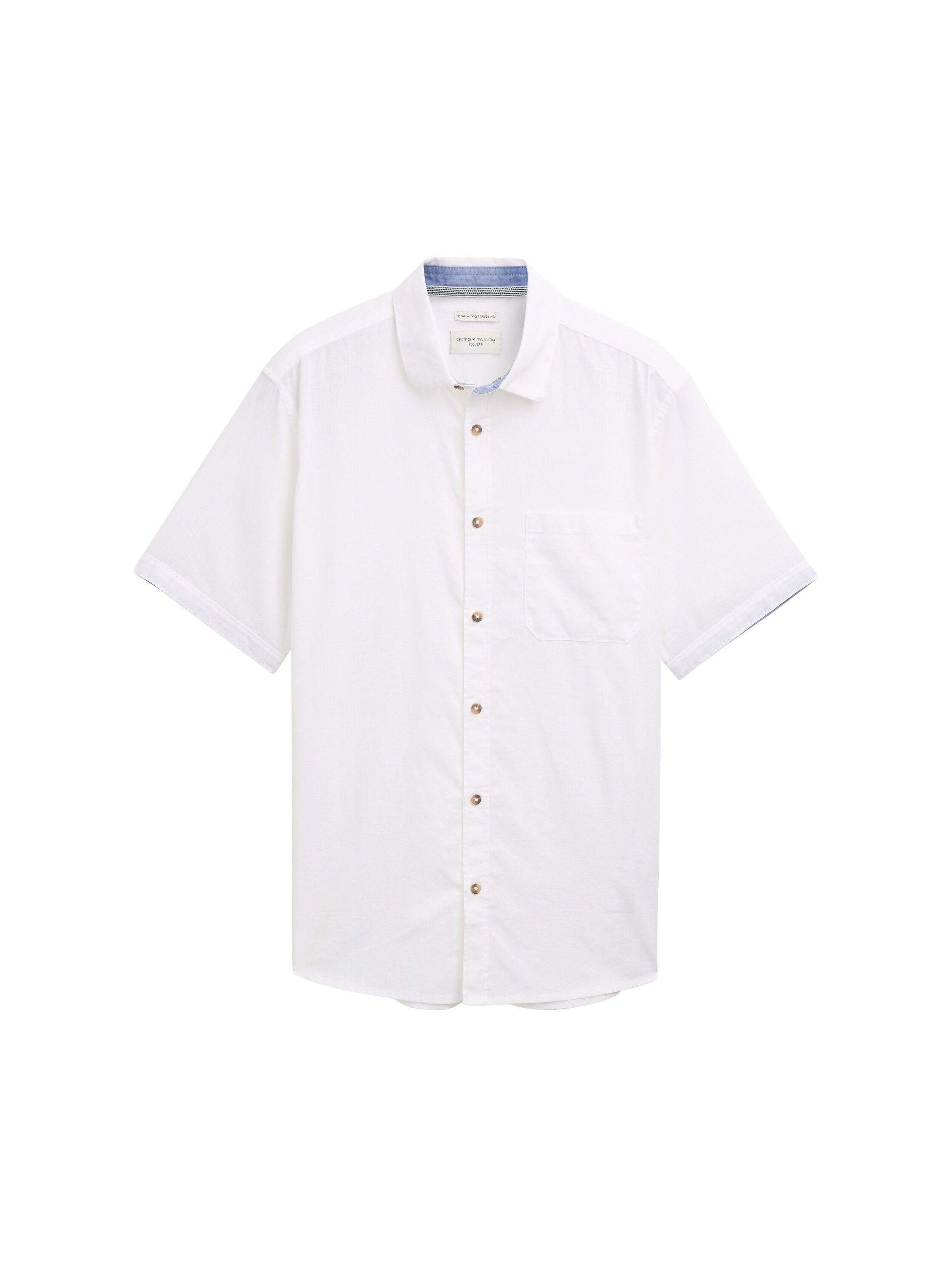 Tom Tailor Herren Kurzarm Hemd COTTON LINEN SHIRT - Regular Fit günstig online kaufen