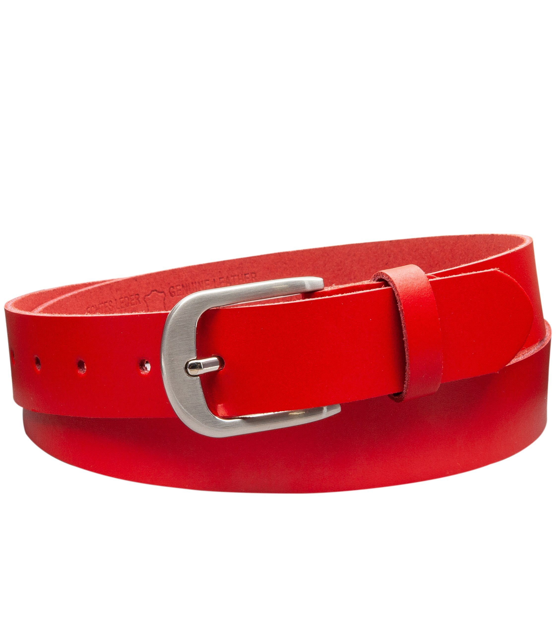 GERMANY, Aus einem 100 Unisex COLOGNEBELT OM323-SL-Rot Echtleder, Kürzbar, Rot Ledergürtel % MADE IN Stück,