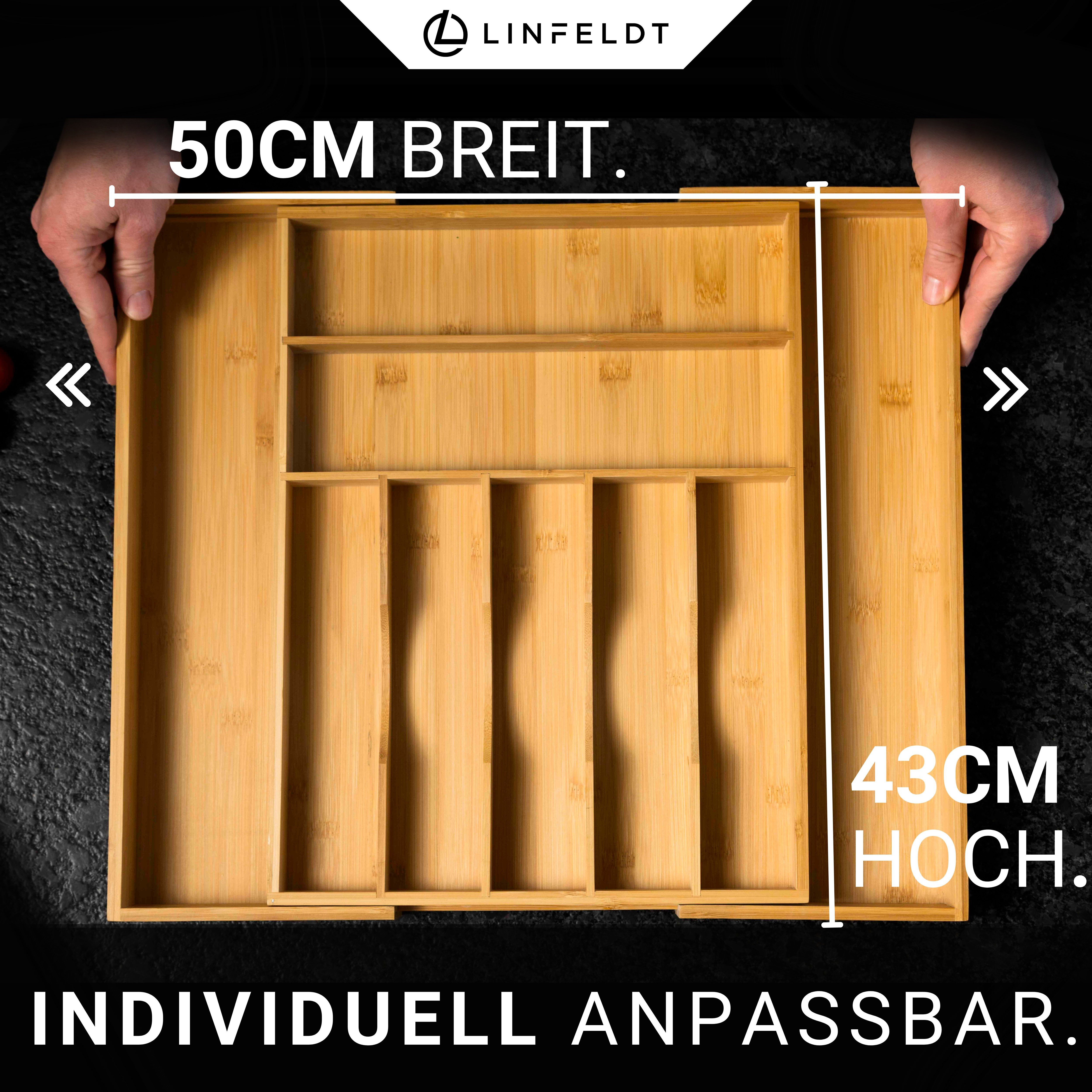 LINFELDT Besteckkasten verstellbar 33-50cm Breite aus Bambus - 5cm Hoch Ink günstig online kaufen