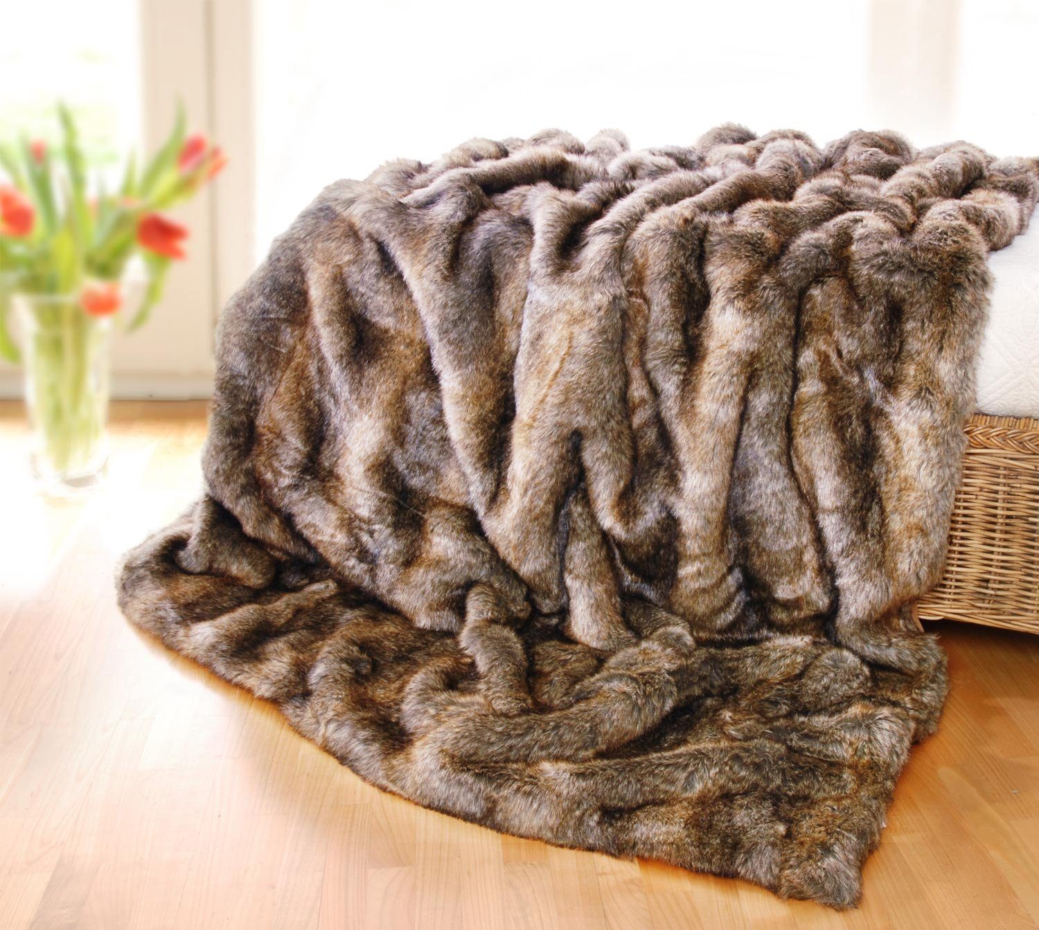 Wohndecke Felldecke (Kunstfell) Otter braun, Wohnen günstig online kaufen