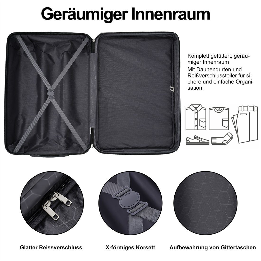 ABS-Material 69*44.5*26.5cm, Koffer azurblau Hartschalen-Koffer, Reisekoffer, DÖRÖY