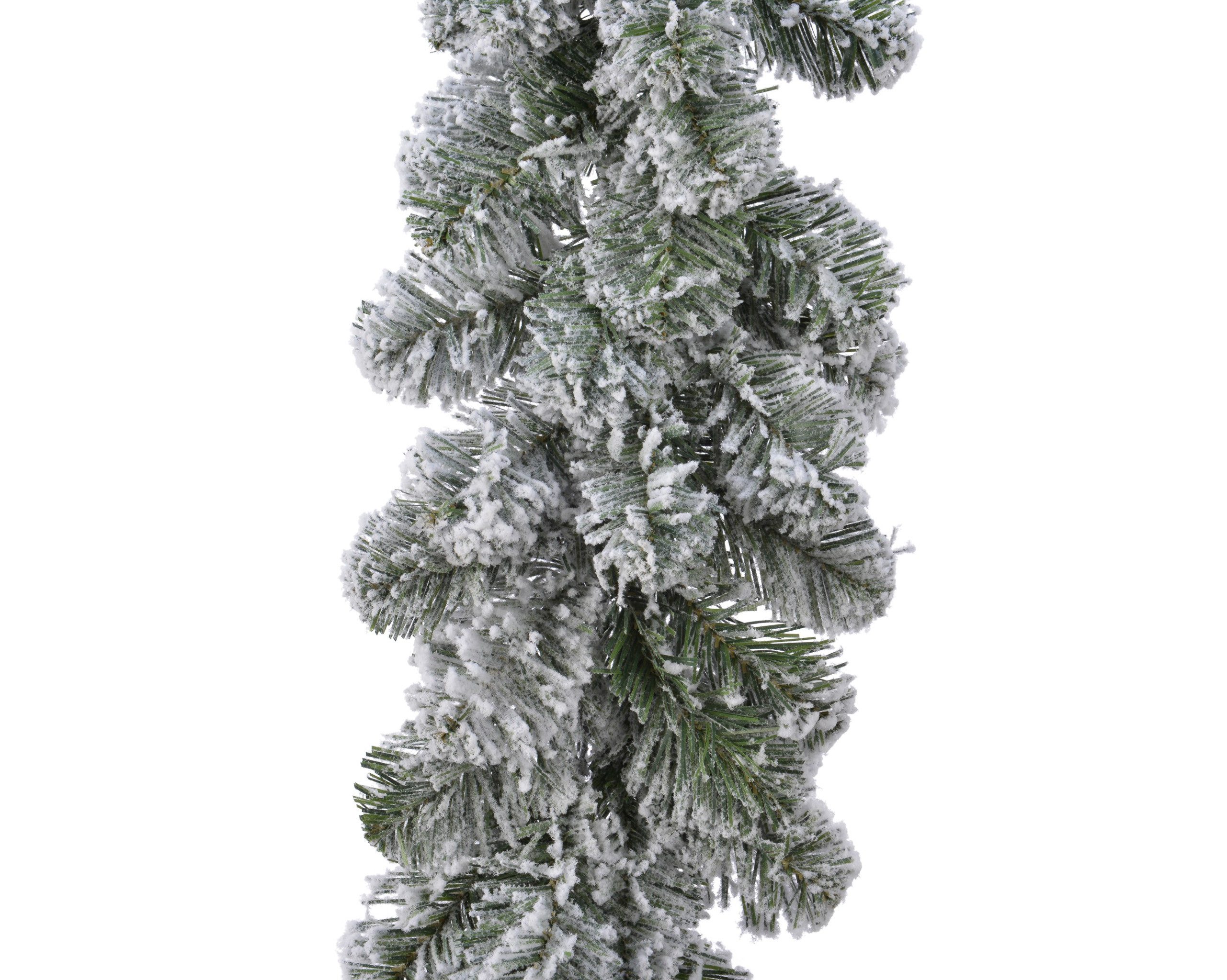 Kaemingk Girlanden, Tannengirlande 2,7m x ca.25cm künstlich 190 Spitzen mit Schnee Grün