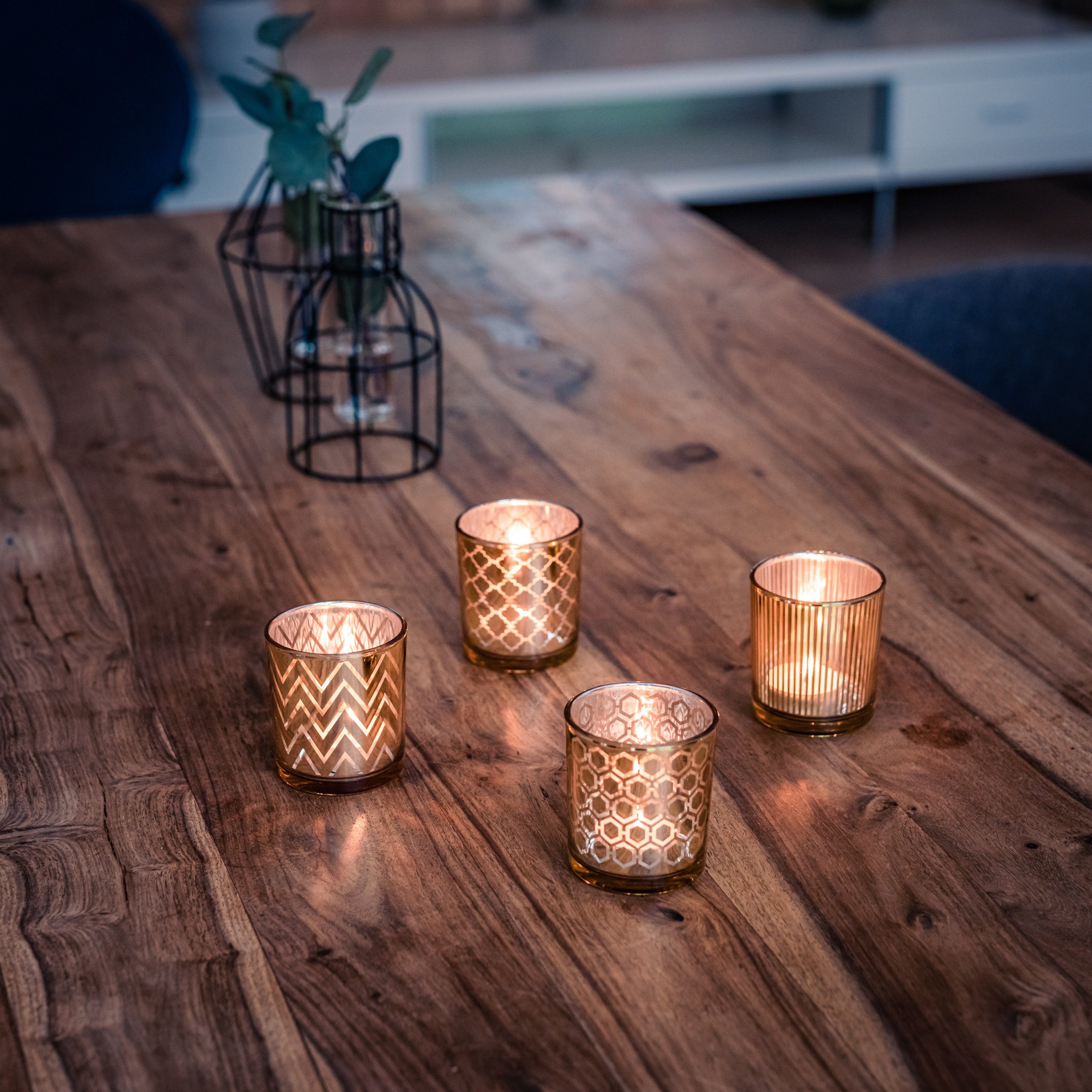 Flanacom Teelichthalter orientalisches Kerzengläser Ornament-Design - Orientalische Design Glas (4er Set)