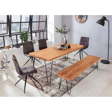 Lomadox Esstisch, Esszimmer-Tisch Landhaus-Stil Holztisch mit Metallbeinen 180/76/80cm
