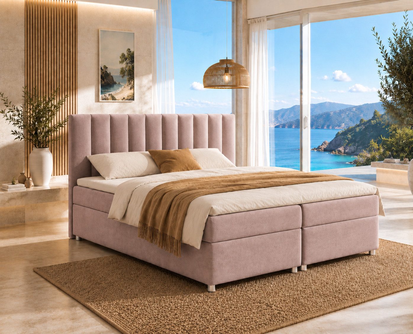 Best for Home Boxspringbett Trinity K-10 mit zwei Bettkästen & 7-Zonen Komfort-Topper (Doppelbett mit Stauraum, Federkernmatratze, gepolstertes Kopfteil, Doppelbett versch. Größen, 140x200 160x200 180x200 200x200 cm), Handwerksqualität, TOP Preis-Leistung