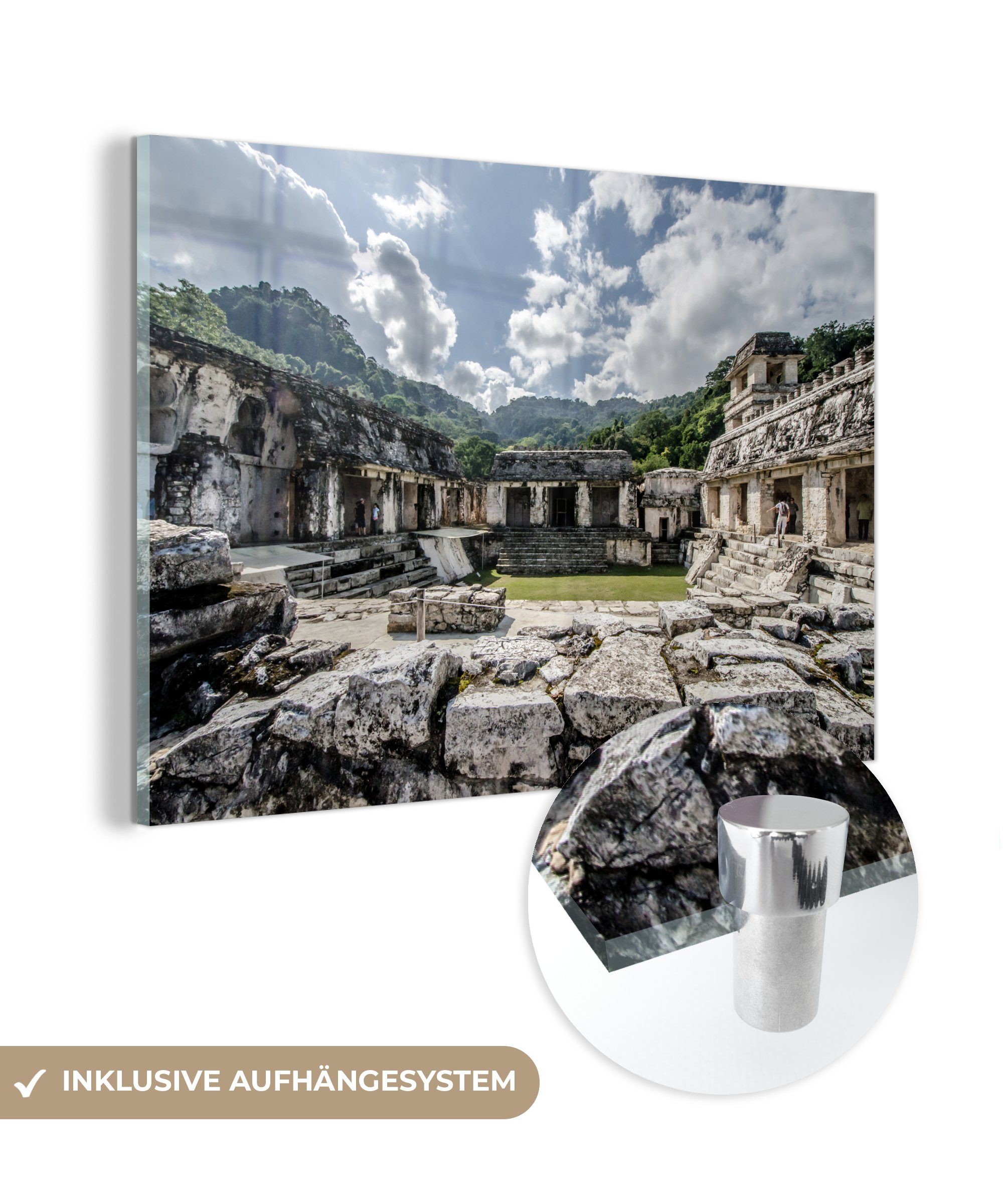 MuchoWow Acrylglasbild Zwischen den Maya-Ruinen in Palenque Mexiko, (1 St), Acrylglasbilder Wohnzimmer & Schlafzimmer