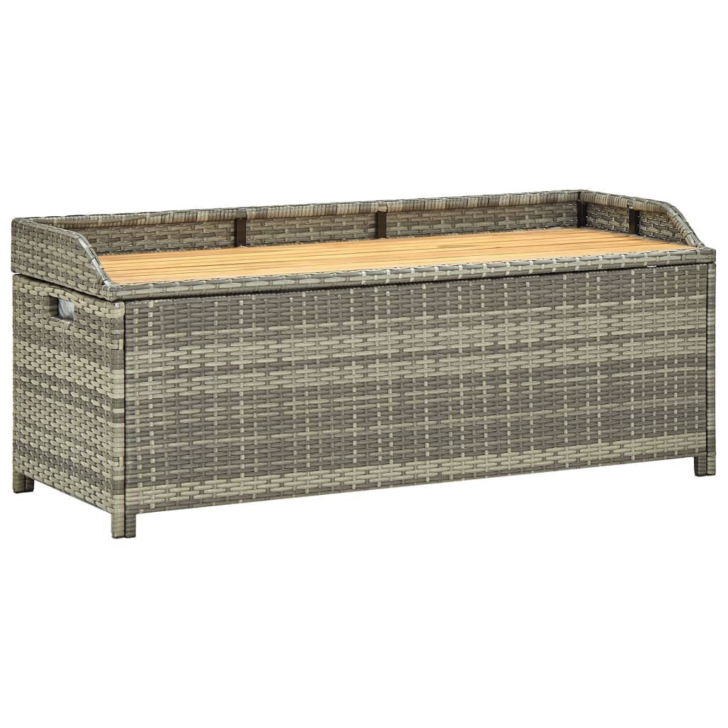 furnicato Truhenbank Gartenbank mit Stauraum 120 cm Poly Rattan Grau