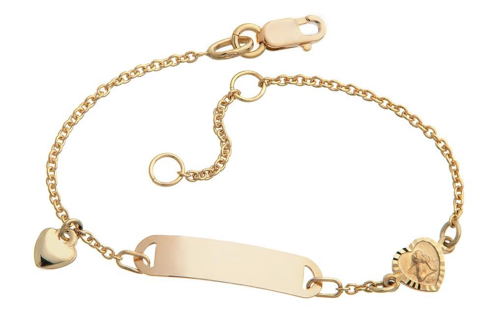 Silberkettenstore Goldarmband Kinder-Gravurarmband Mod. IDBo-6 - 375 Gelbgold, Länge wählbar