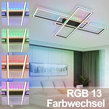 ZMH LED Deckenleuchte Dimmbar mit Fernbedienung Groß RGB Farbwechsel 50W Schlafzimmer, IP20, LED fest integriert, RGB, Modern Schlafzimmerlampe, für Küche Flur, Schwarz