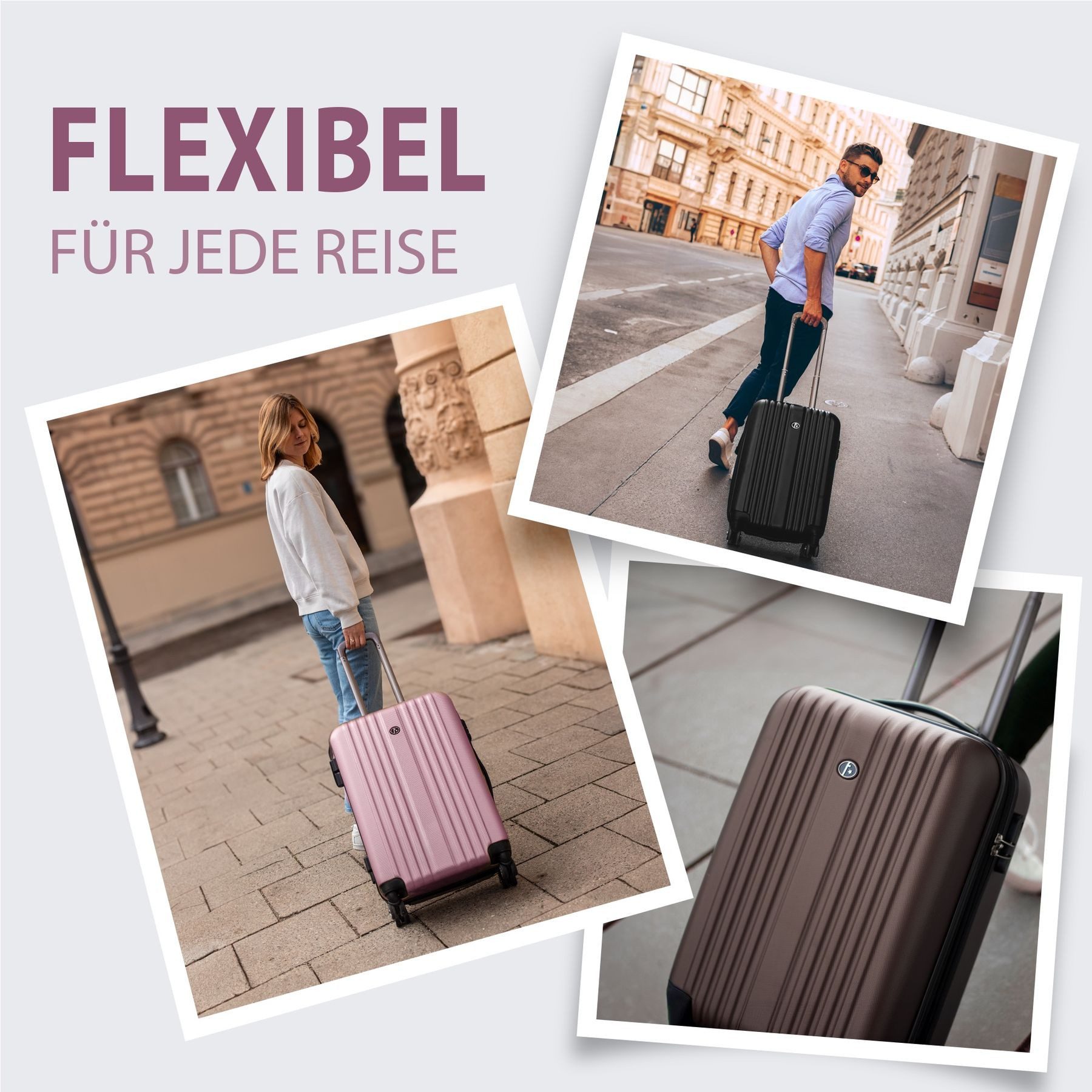 FERGÉ Kofferset Hartschale 3 teilig Koffer Set erweiterbar TOULOUSE, 4 Rollen, (3er Kofferset stabil und leicht mit Zahlenschloß, 3 tlg., Hartschalen-Trolley Set 3 Größen Handgepäck Koffer M XL), Trolley 3er Koffer Set, Reisekoffer 4 Rollen, Premium Rollkoffer