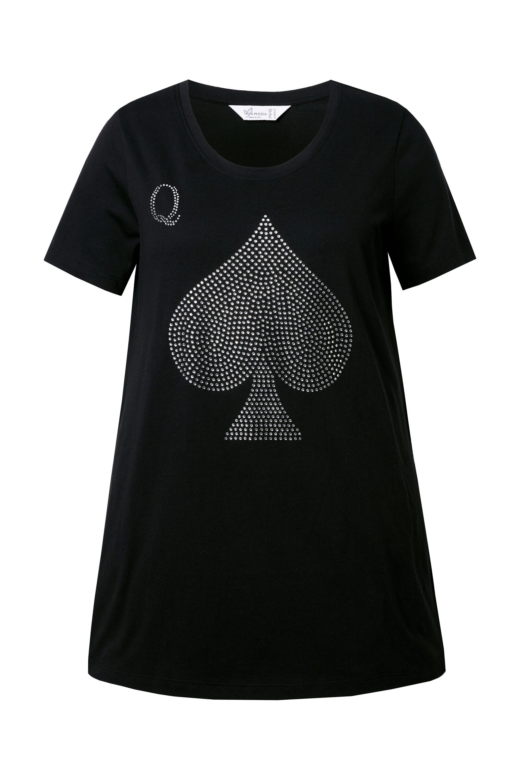 MIAMODA T-Shirt T-Shirt A-Linie Spielkarten-Motiv Glitzersteinchen günstig online kaufen