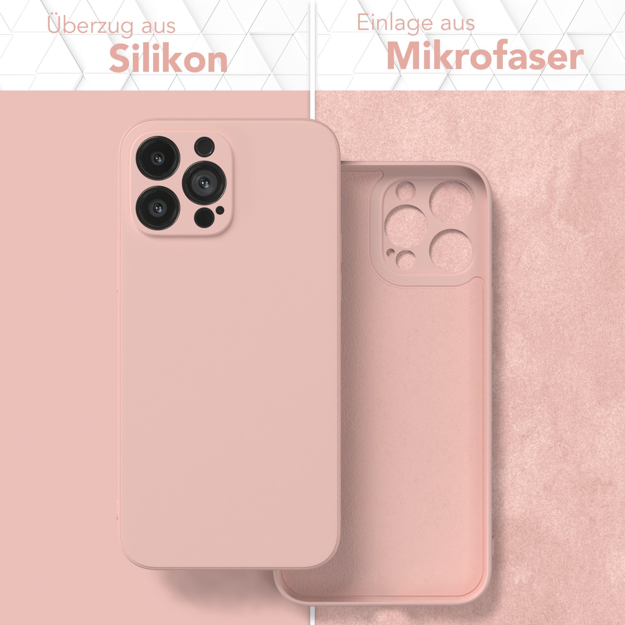 EAZY CASE Handyhülle für Apple iPhone 13 Pro Max Hülle Silikon 6,7 Zoll, Hülle mit Kameraschutz Bumper Case silikonschutzhülle Rosa / Altrosa