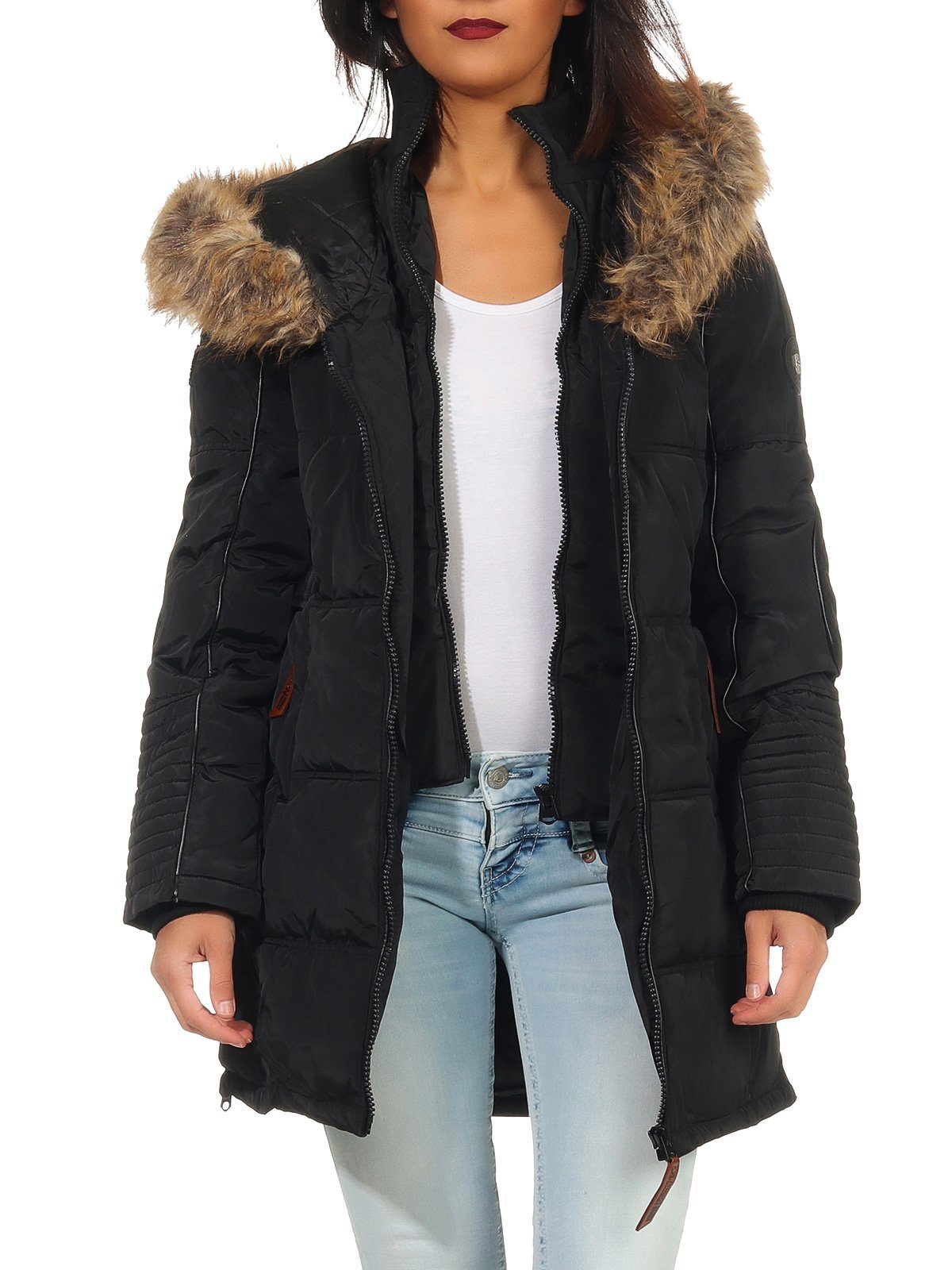 Geographical Norway Winterjacke Damen Outdoor Jacke G-Blustery by leyoley in Unifarbe, mit XXL-Kapuze