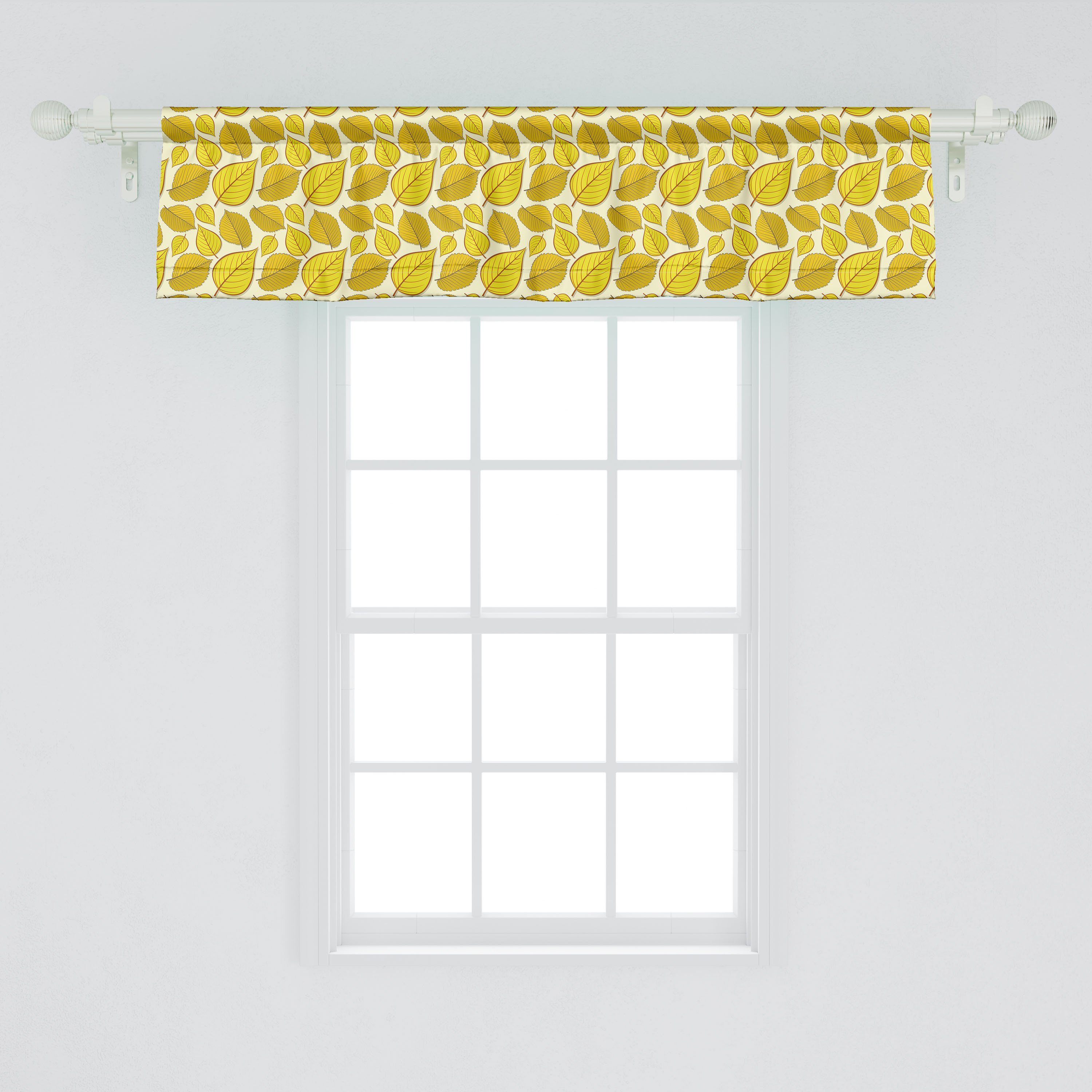 Küche Schlafzimmer Abakuhaus, Vorhang mit Volant Dekor Microfaser, Blätter Scheibengardine Herbst Herbstsaison für der Stangentasche, Gelbe