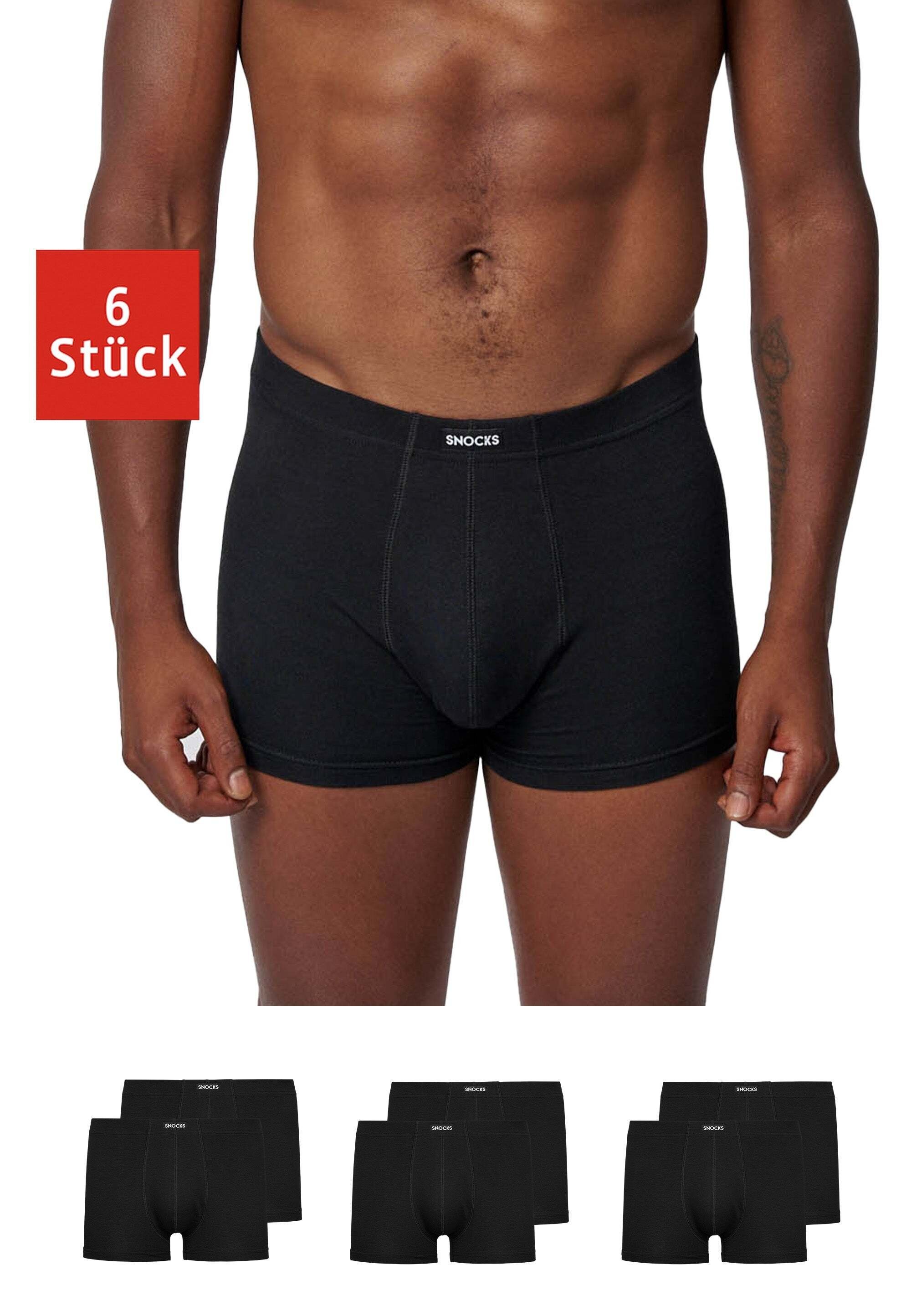 Enge aus Bio-Baumwolle, Männer Boxershorts kratzenden Retro SNOCKS Schwarz Zettel Herren Unterhosen ohne (6-St)