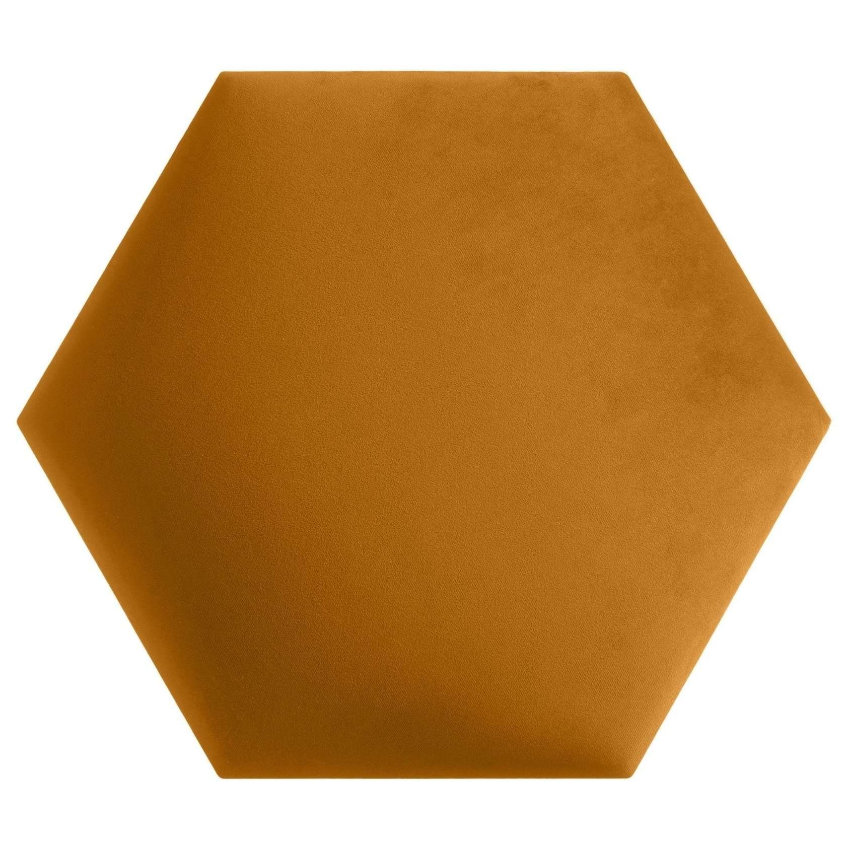 Schalldämmend - Wandpaneele, (sehr Kopfteil 5 softwalls Wandkissen Samt - - Hexagon, (1 gut), St., Goldgelb Stoff