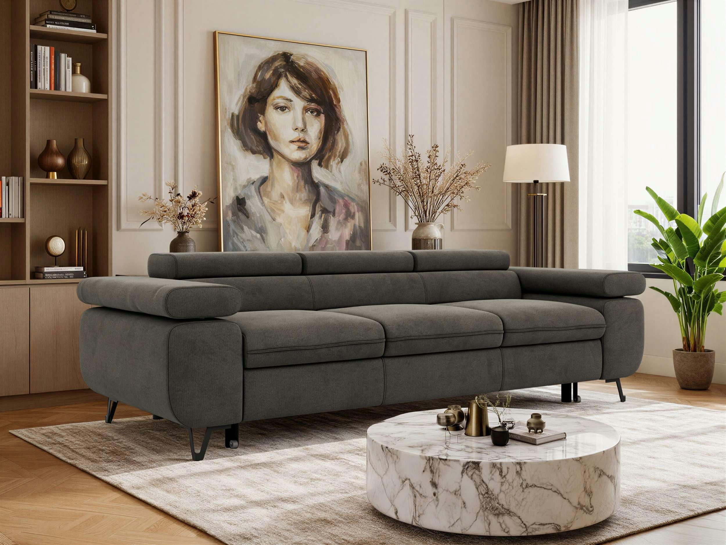 MKS MÖBEL Sofa PETER, 3-Sitzer Sofa, Sofa mit verstellbarer Rückenlehne, Schlaffunktion