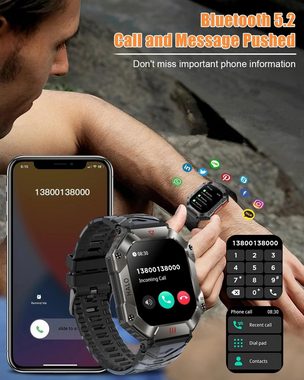 Fitonus Herren's mit Telefonfunktion IP67 Wasserdicht Smartwatch (2 Zoll), mit 650mAh Akku, Kompass, Barometer, Blutdruck Schlafmonitor
