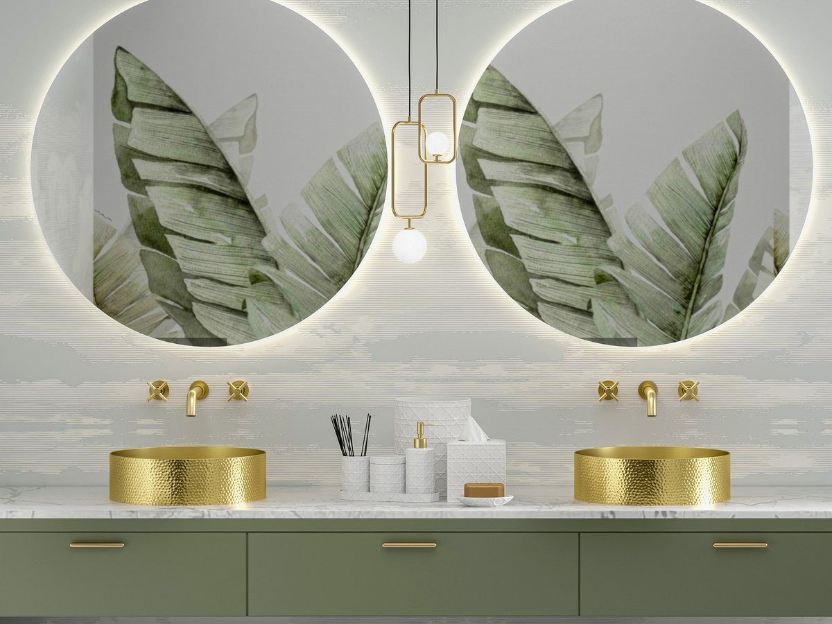 Sapho Waschtisch Edelstahl-Waschbecken zum Platte, Durch. 38cm, inkl. Auslauf, Sapho-AU201-T