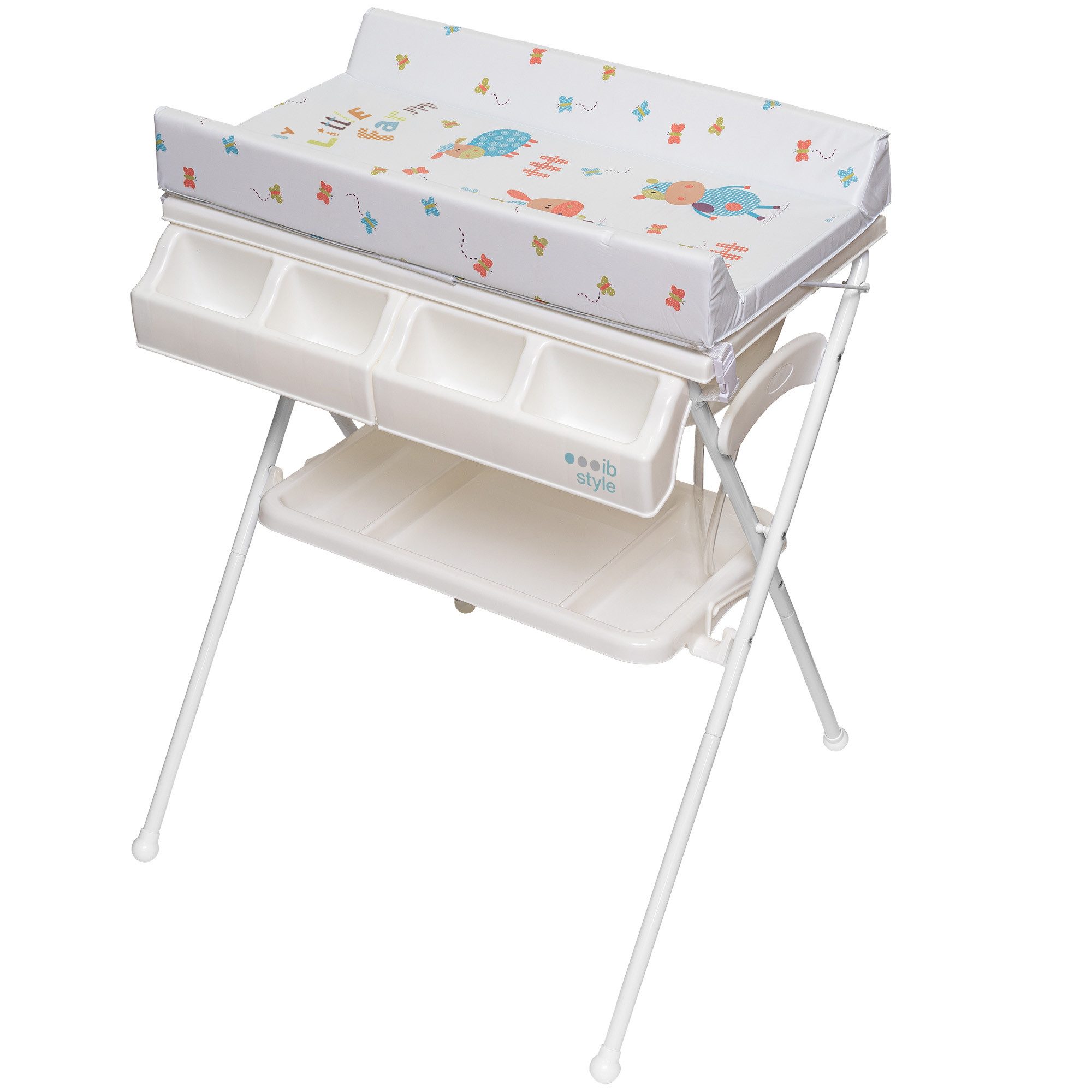 ib style Wickeltisch Koa Bade- & Wickelkombination klappbar My Little Farm Color, klappbare Wickelkommode - Wickeltisch - mit integrierter Babywanne